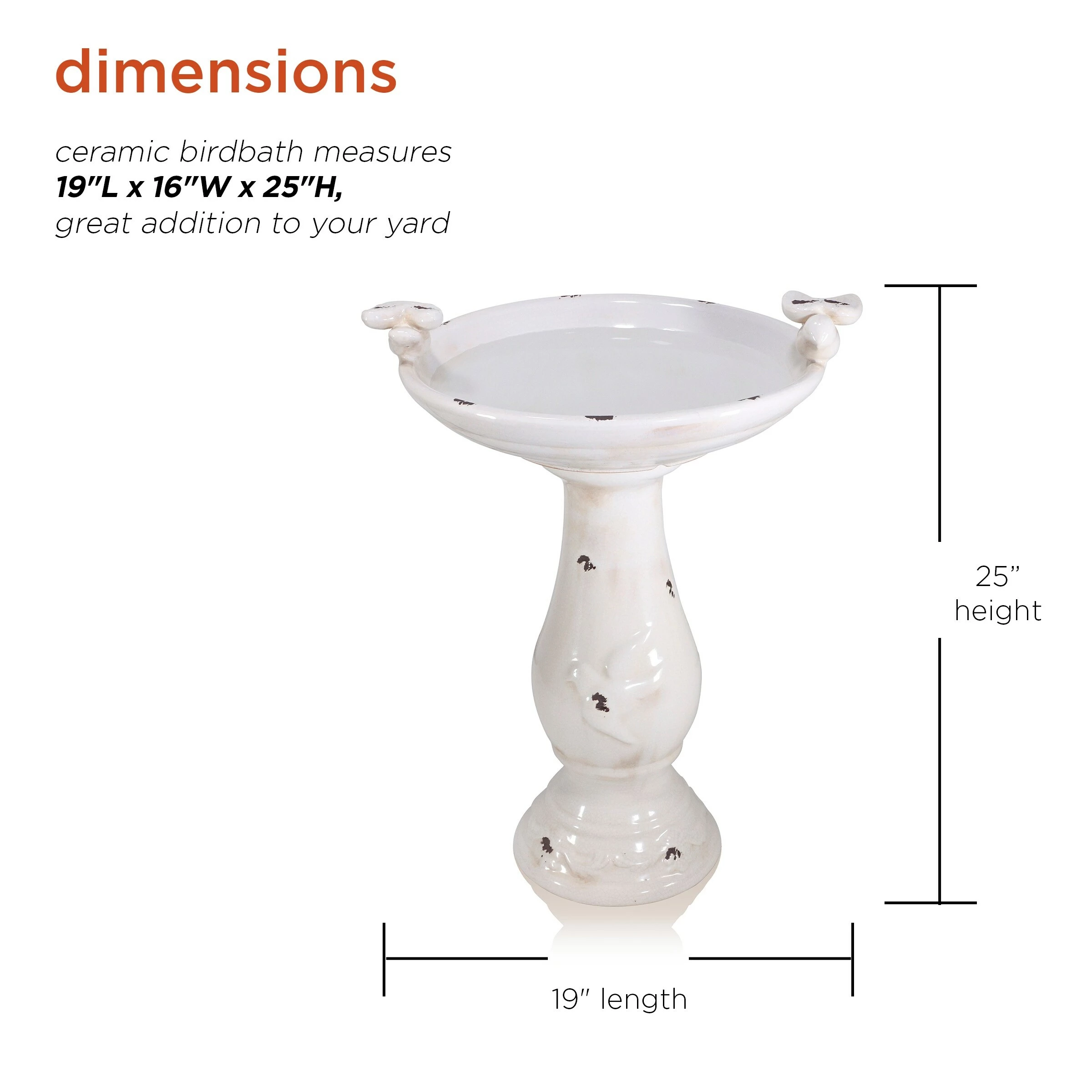 Hot Sale π― Alpine Corporation 25" Tall Outdoor Antique Ceramic Birdbath With Bird Figurines Yard Statue, Light Brown β 5 Hot Sale π― Alpine Corporation 25" Tall Outdoor Antique Ceramic Birdbath With Bird Figurines Yard Statue, Light Brown β - Image 3