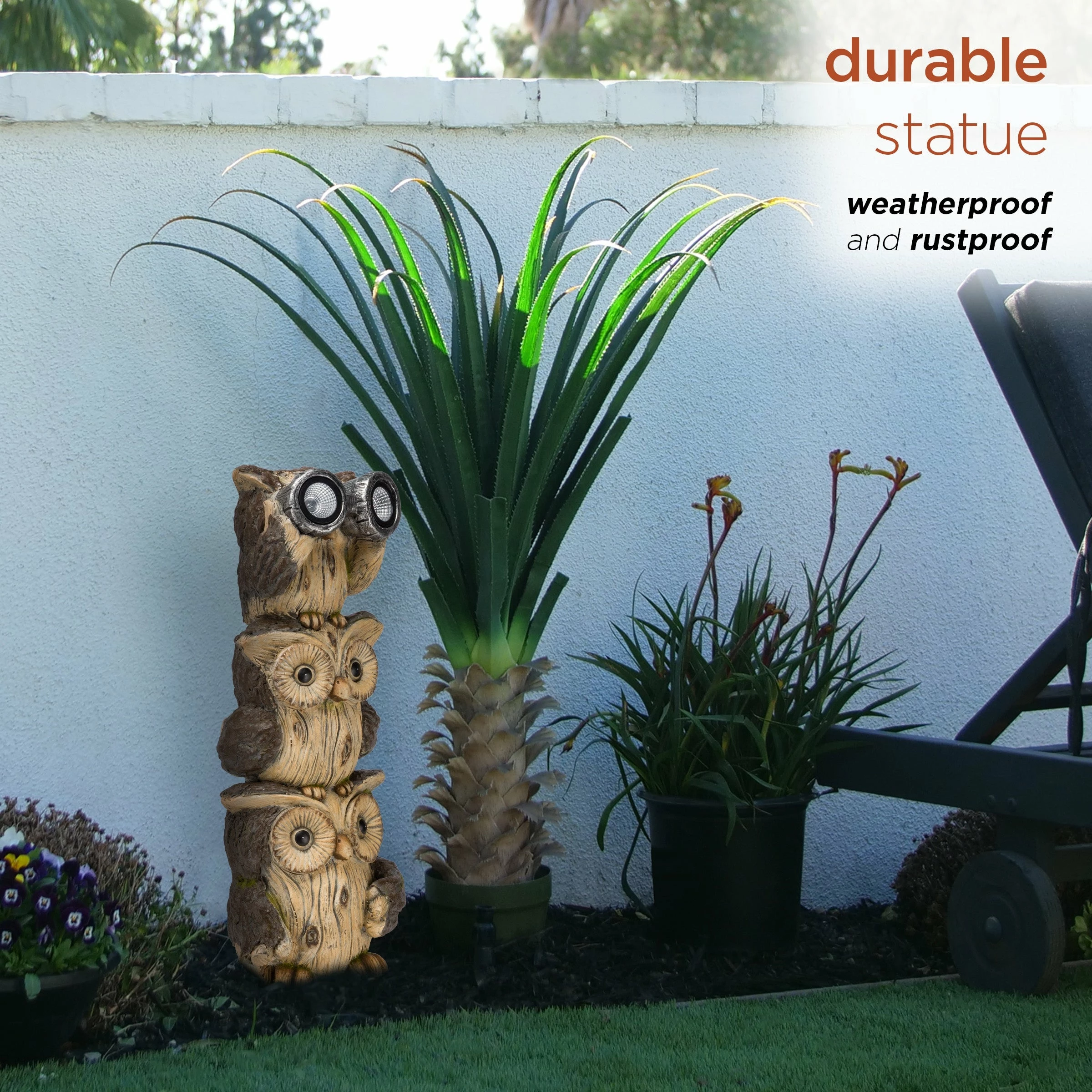 Flash Sale β€οΈ Alpine Corporation 25" Tall Outdoor Solar Powered Binocular Owls Yard Statue With LED Lights β¨ - Image 7