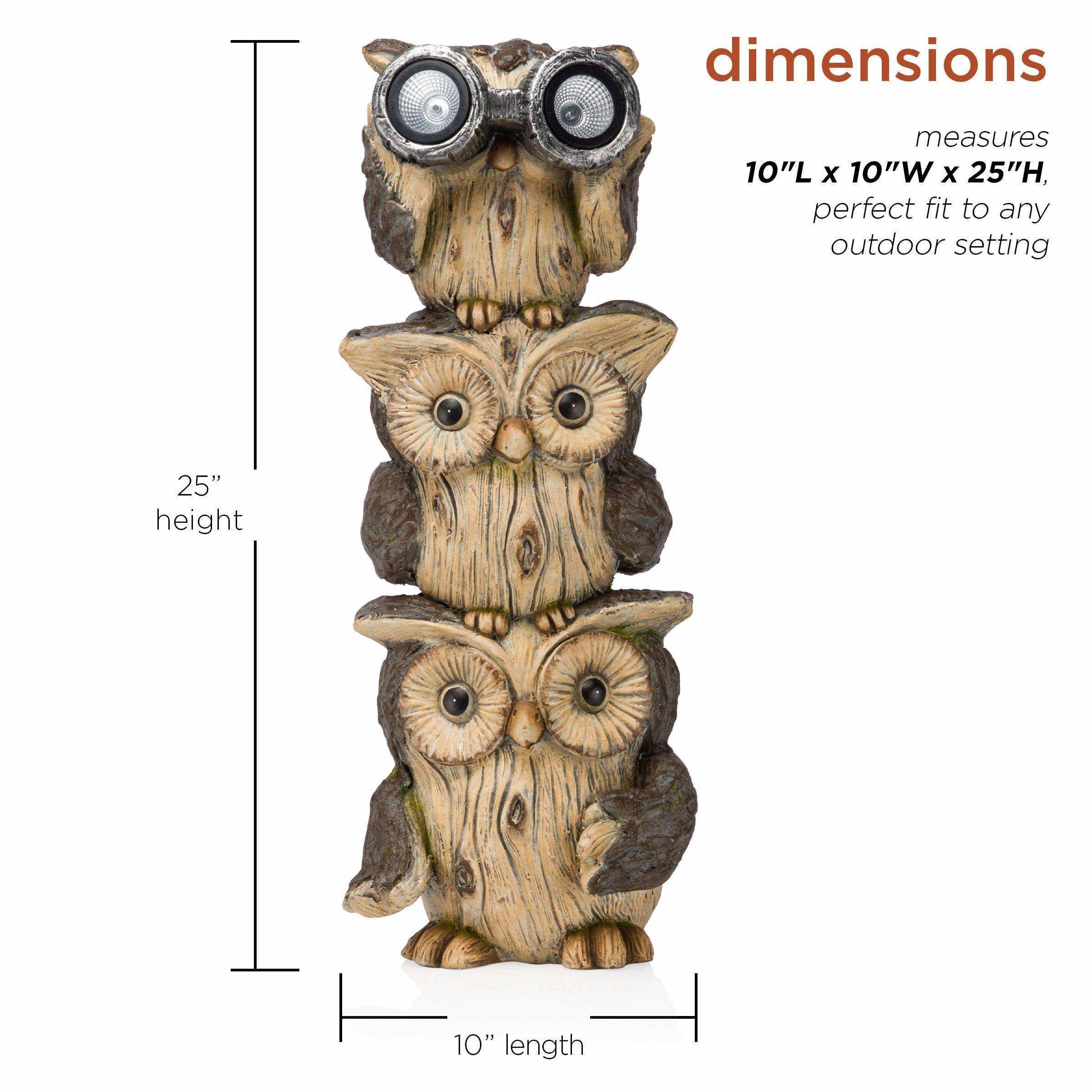 Flash Sale β€οΈ Alpine Corporation 25" Tall Outdoor Solar Powered Binocular Owls Yard Statue With LED Lights β¨ - Image 3
