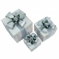 Best Pirce 🔥 Alpine Corporation 3-Piece Decorative Wooden 🎅 Christmas Gift Box Set With LED Lights Multi 💯 -Alpine Corporation Sales Alpine Corporation 3 Piece Decorative Wooden Christmas Gift Box Set with LED Lights 10