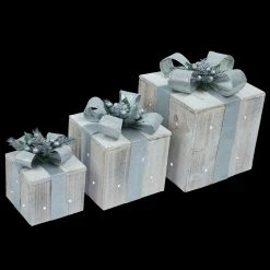 Best Pirce 🔥 Alpine Corporation 3-Piece Decorative Wooden 🎅 Christmas Gift Box Set With LED Lights Multi 💯 -Alpine Corporation Sales Alpine Corporation 3 Piece Decorative Wooden Christmas Gift Box Set with LED Lights 11
