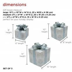 Best Pirce 🔥 Alpine Corporation 3-Piece Decorative Wooden 🎅 Christmas Gift Box Set With LED Lights Multi 💯 -Alpine Corporation Sales Alpine Corporation 3 Piece Decorative Wooden Christmas Gift Box Set with LED Lights 2