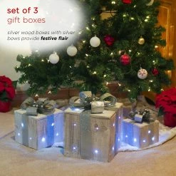 Best Pirce 🔥 Alpine Corporation 3-Piece Decorative Wooden 🎅 Christmas Gift Box Set With LED Lights Multi 💯 -Alpine Corporation Sales Alpine Corporation 3 Piece Decorative Wooden Christmas Gift Box Set with LED Lights 3