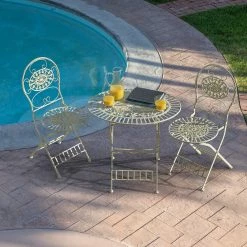 Top 10 π Alpine Corporation Indoor/Outdoor 3-Piece Bistro Set Folding Table And Chairs Patio Seating, White π€©