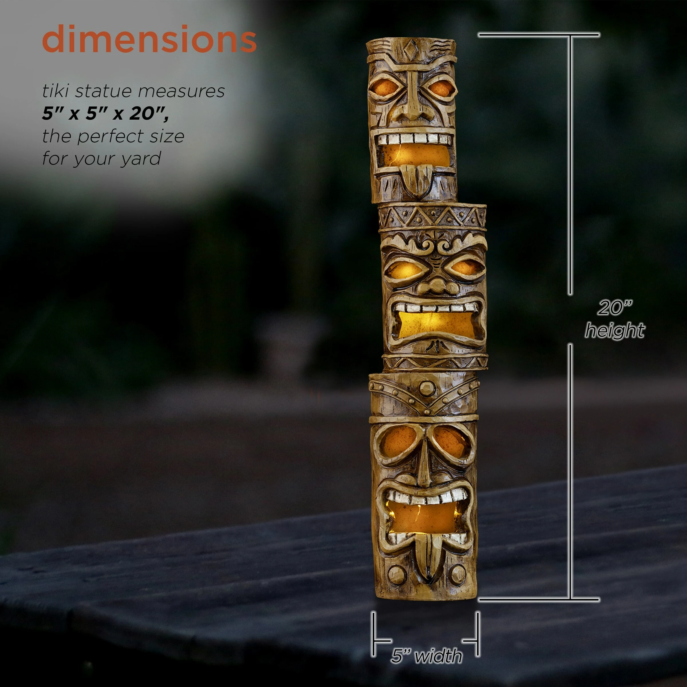 Buy π Alpine Corporation 19" Tall Outdoor 3-Tier Tiki Totem Statue With Solar LED Lights Yard Decoration - 3 TIER π 5 Buy π Alpine Corporation 19" Tall Outdoor 3-Tier Tiki Totem Statue With Solar LED Lights Yard Decoration - 3 TIER π - Image 3