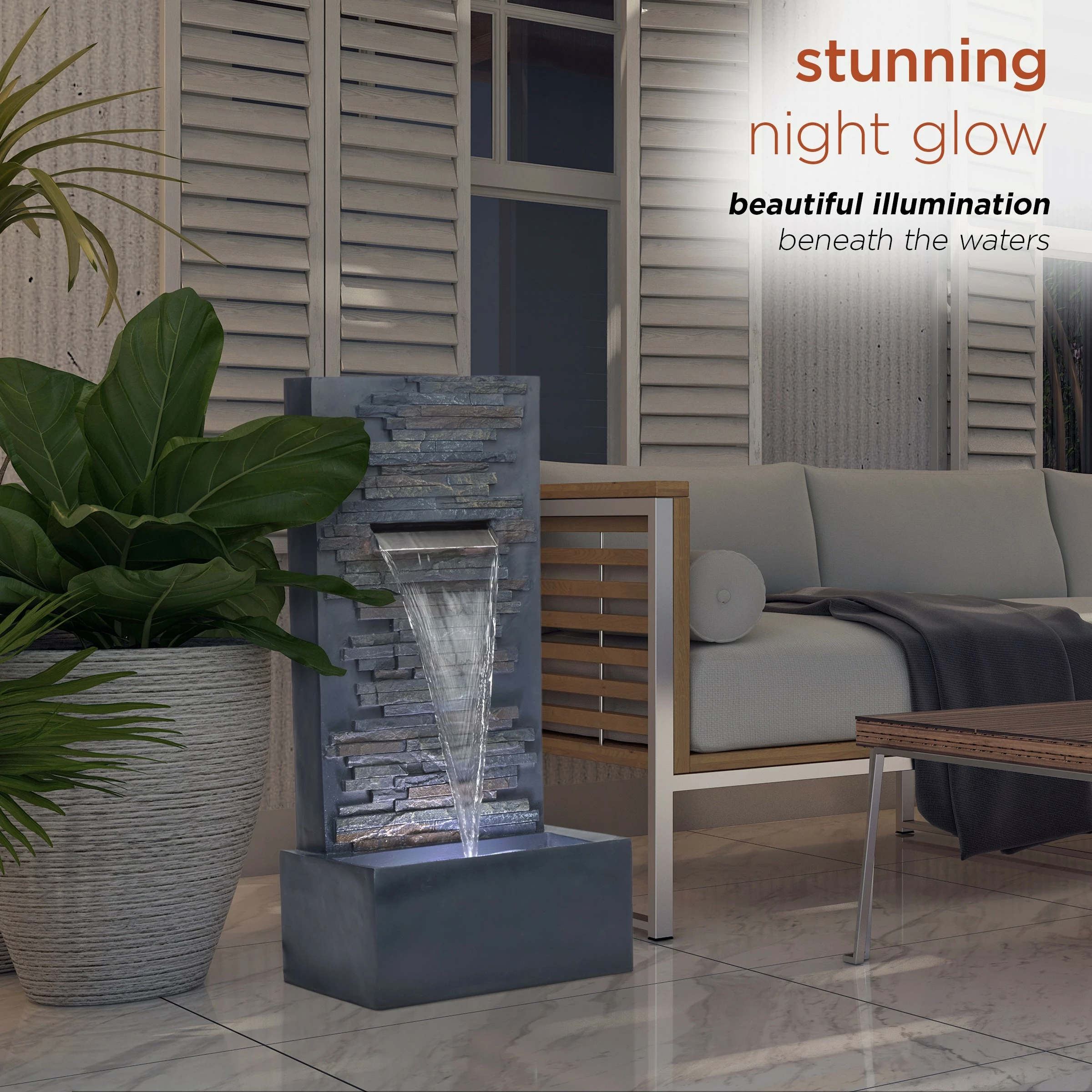 Wholesale π Alpine Corporation 32" Tall Cascading Stone Wall Fountain Decoration With LED Lights 𧨠- Image 4