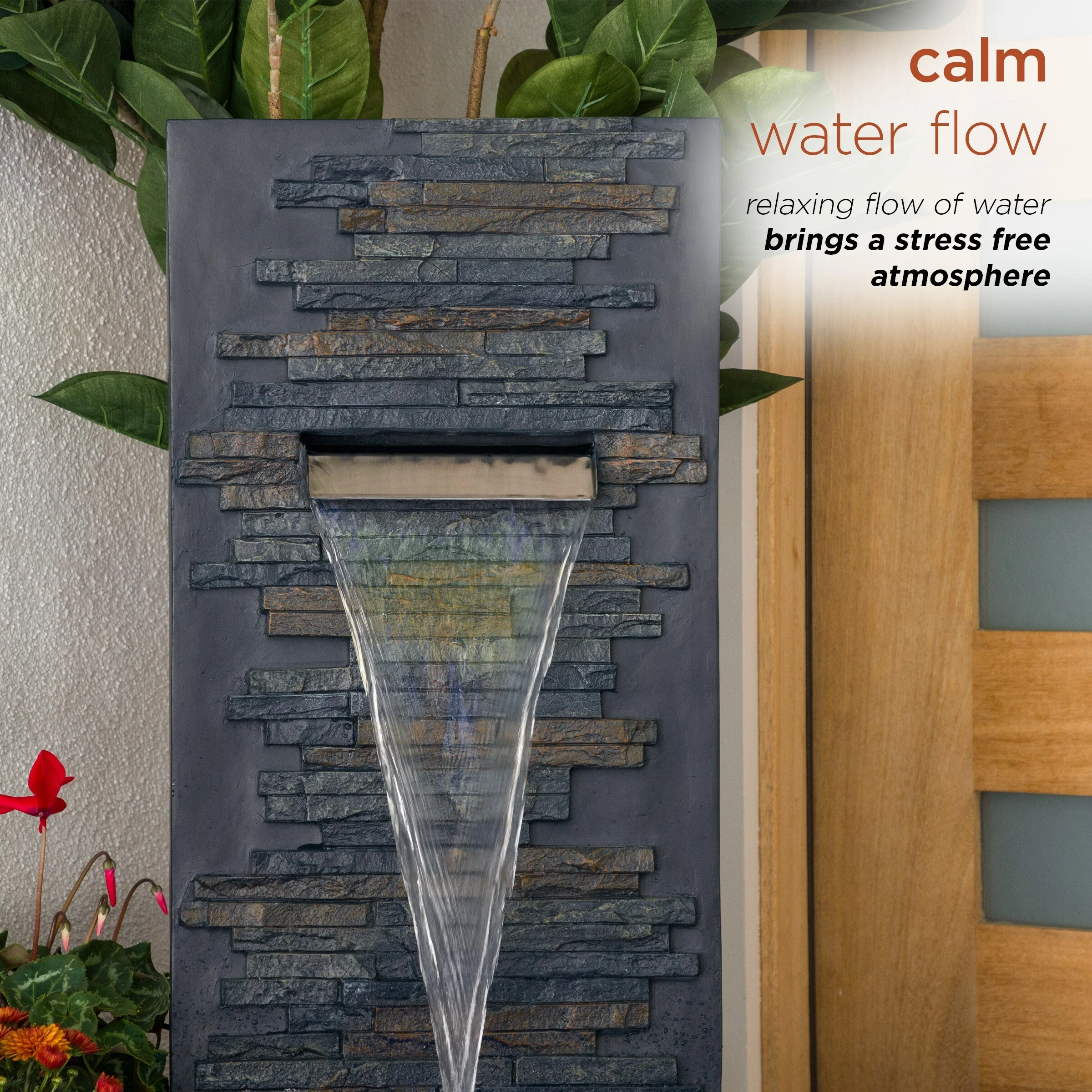 Wholesale π Alpine Corporation 32" Tall Cascading Stone Wall Fountain Decoration With LED Lights 𧨠- Image 7