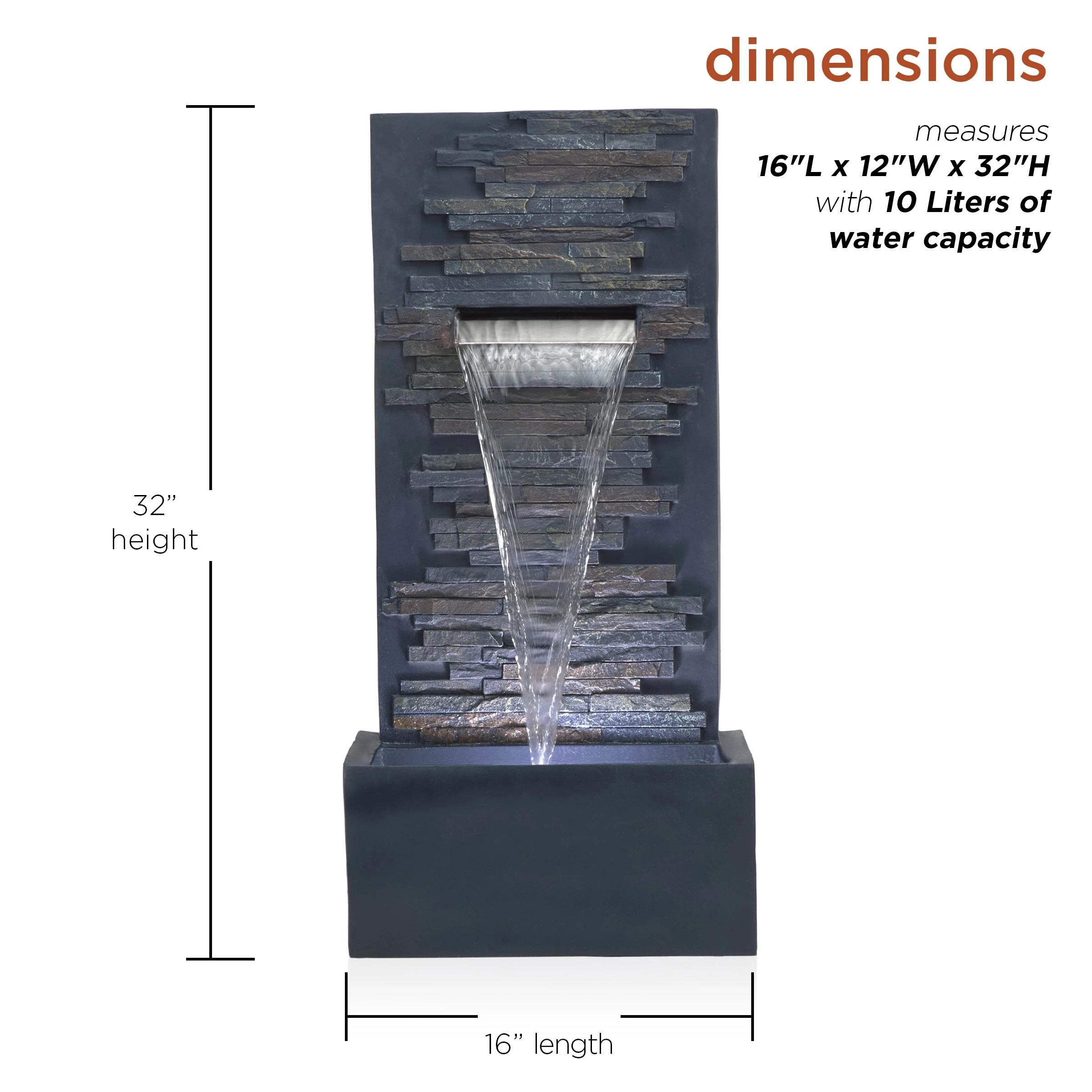 Wholesale π Alpine Corporation 32" Tall Cascading Stone Wall Fountain Decoration With LED Lights 𧨠- Image 3