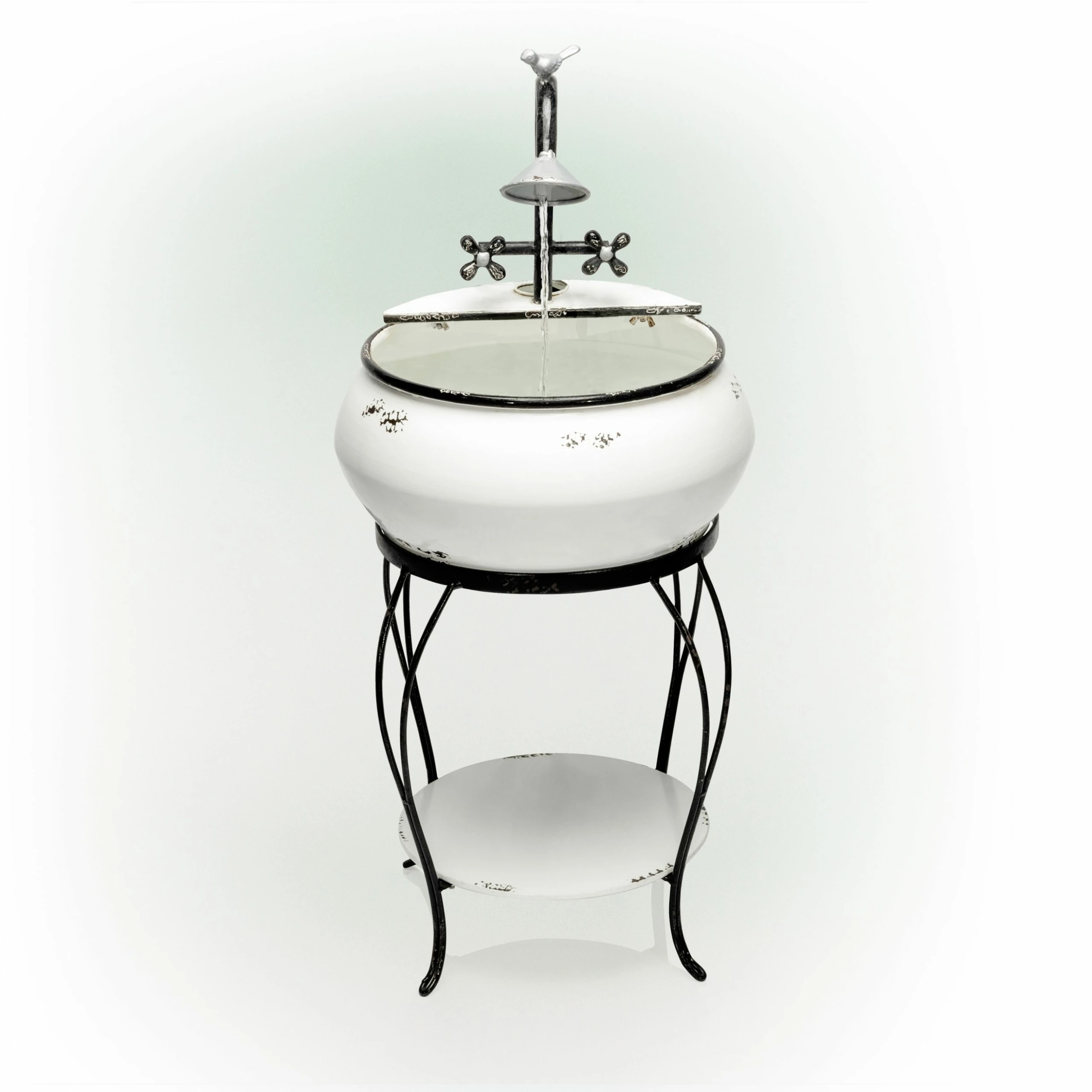 Hot Sale β€οΈ Alpine Corporation 32" Tall Outdoor Antique Metal Sink Water Fountain And Stand, White π - Image 2