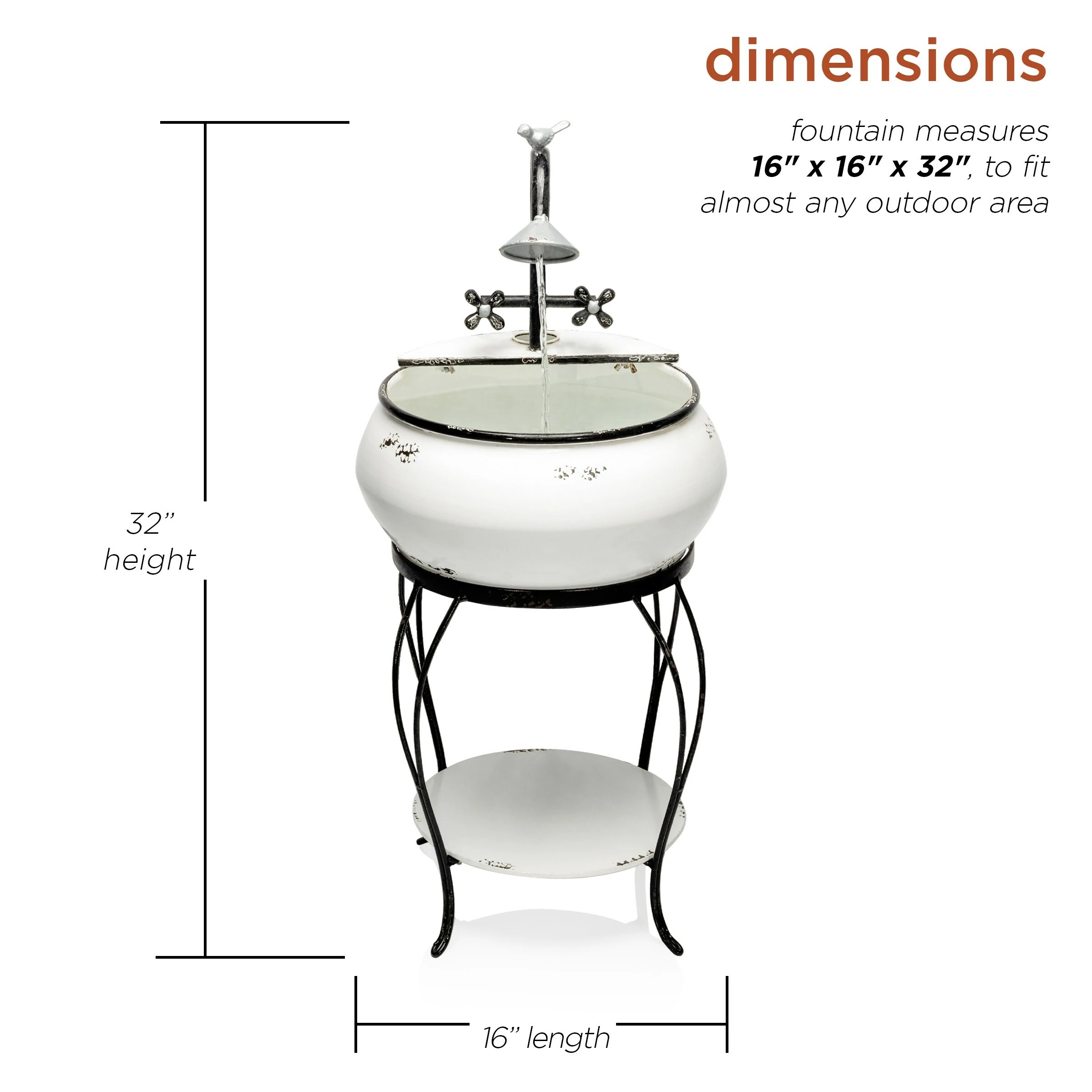 Hot Sale β€οΈ Alpine Corporation 32" Tall Outdoor Antique Metal Sink Water Fountain And Stand, White π - Image 3