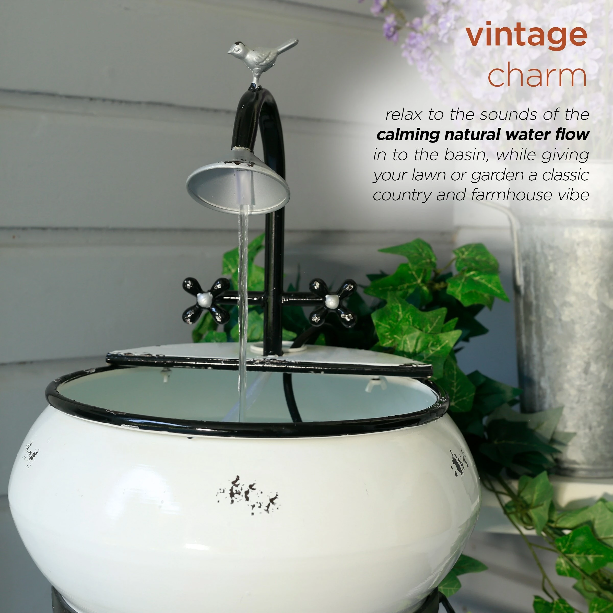 Hot Sale β€οΈ Alpine Corporation 32" Tall Outdoor Antique Metal Sink Water Fountain And Stand, White π - Image 5