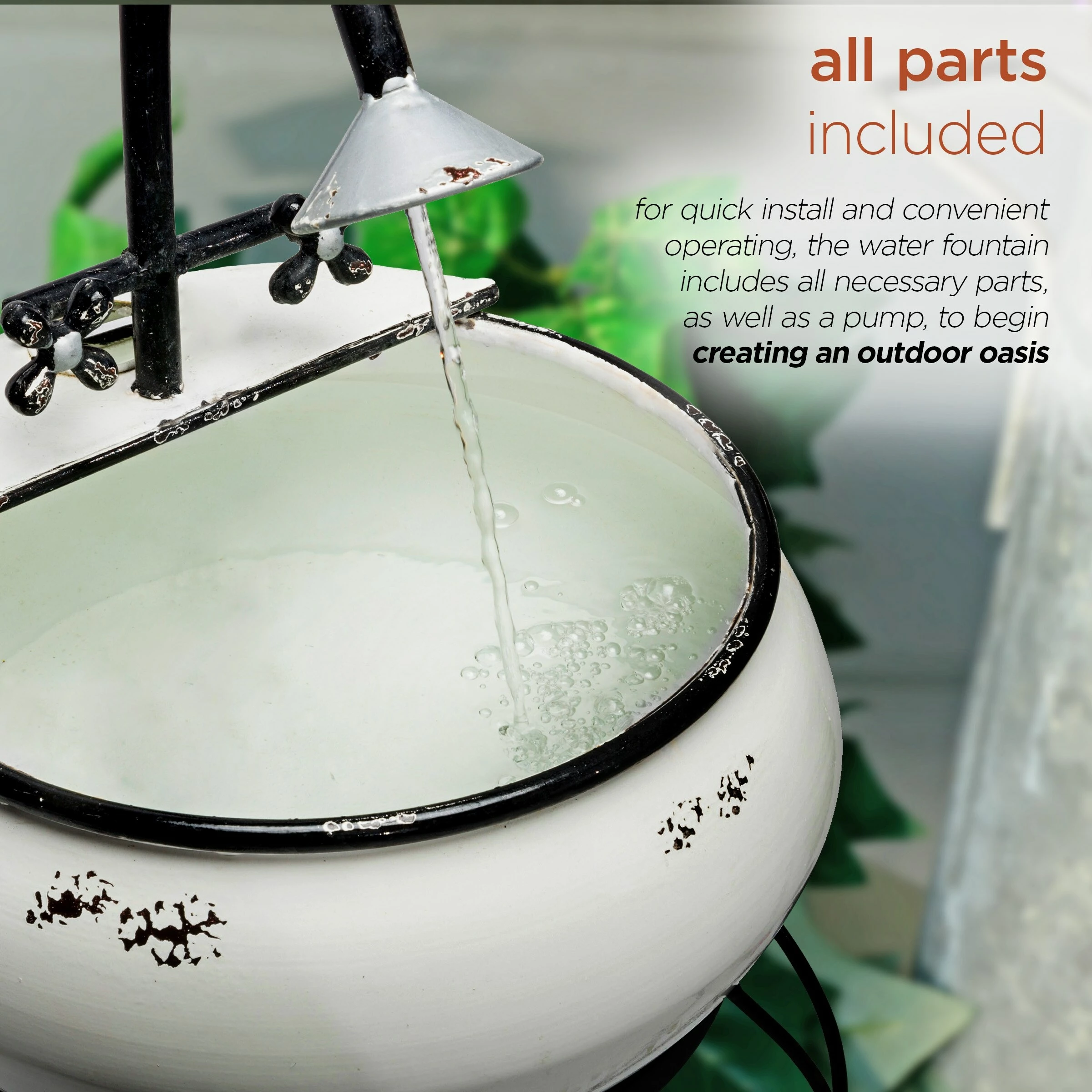 Hot Sale β€οΈ Alpine Corporation 32" Tall Outdoor Antique Metal Sink Water Fountain And Stand, White π - Image 7