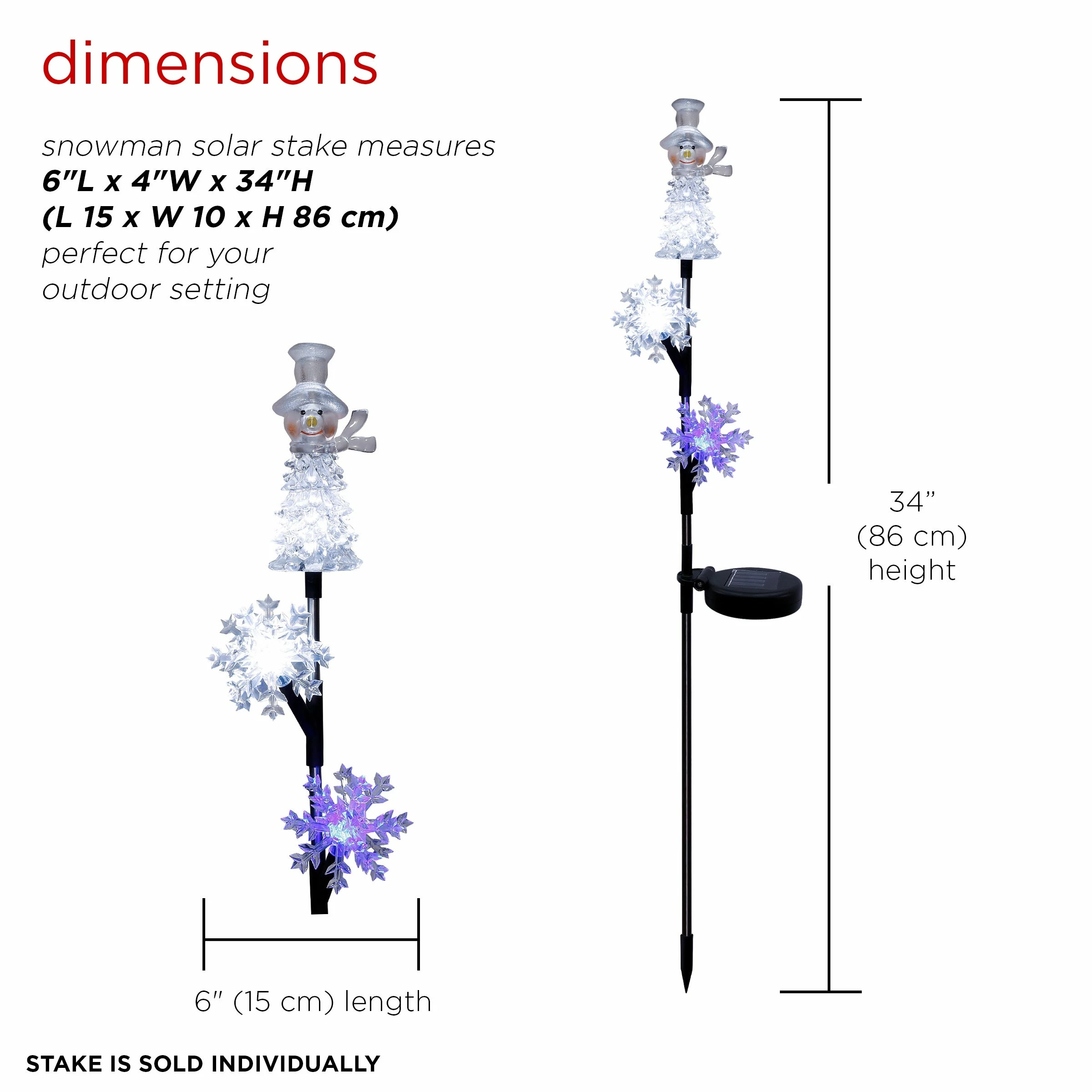Buy π Alpine Corporation 33"H Outdoor Solar Snowman And Snowflakes Garden Stake With LED Lights β 5 Buy π Alpine Corporation 33"H Outdoor Solar Snowman And Snowflakes Garden Stake With LED Lights β - Image 3