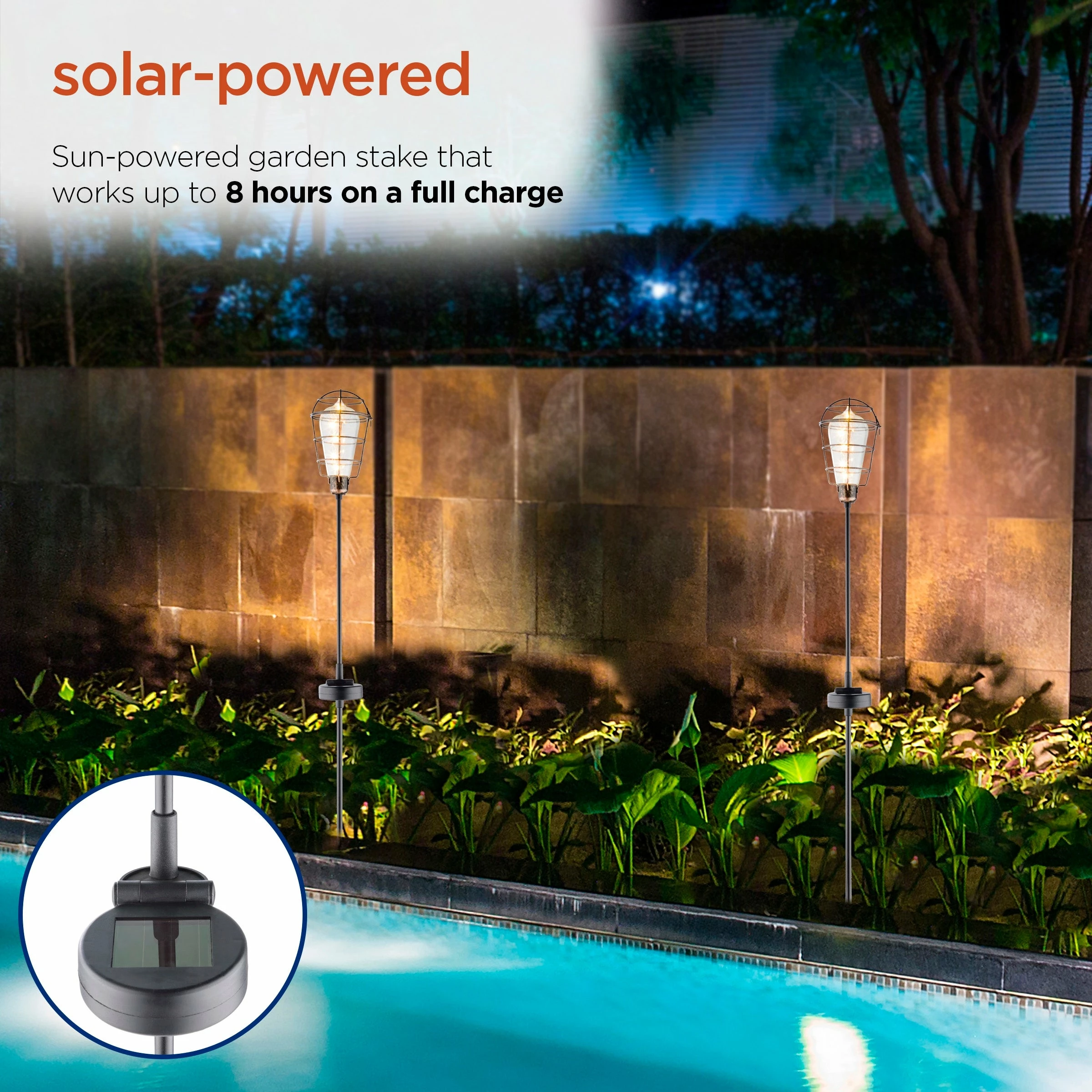 Best Pirce π Alpine Corporation 34" Tall Outdoor Solar Powered Edison Bulb Garden LED Stake - Set Of 2 π - Image 5