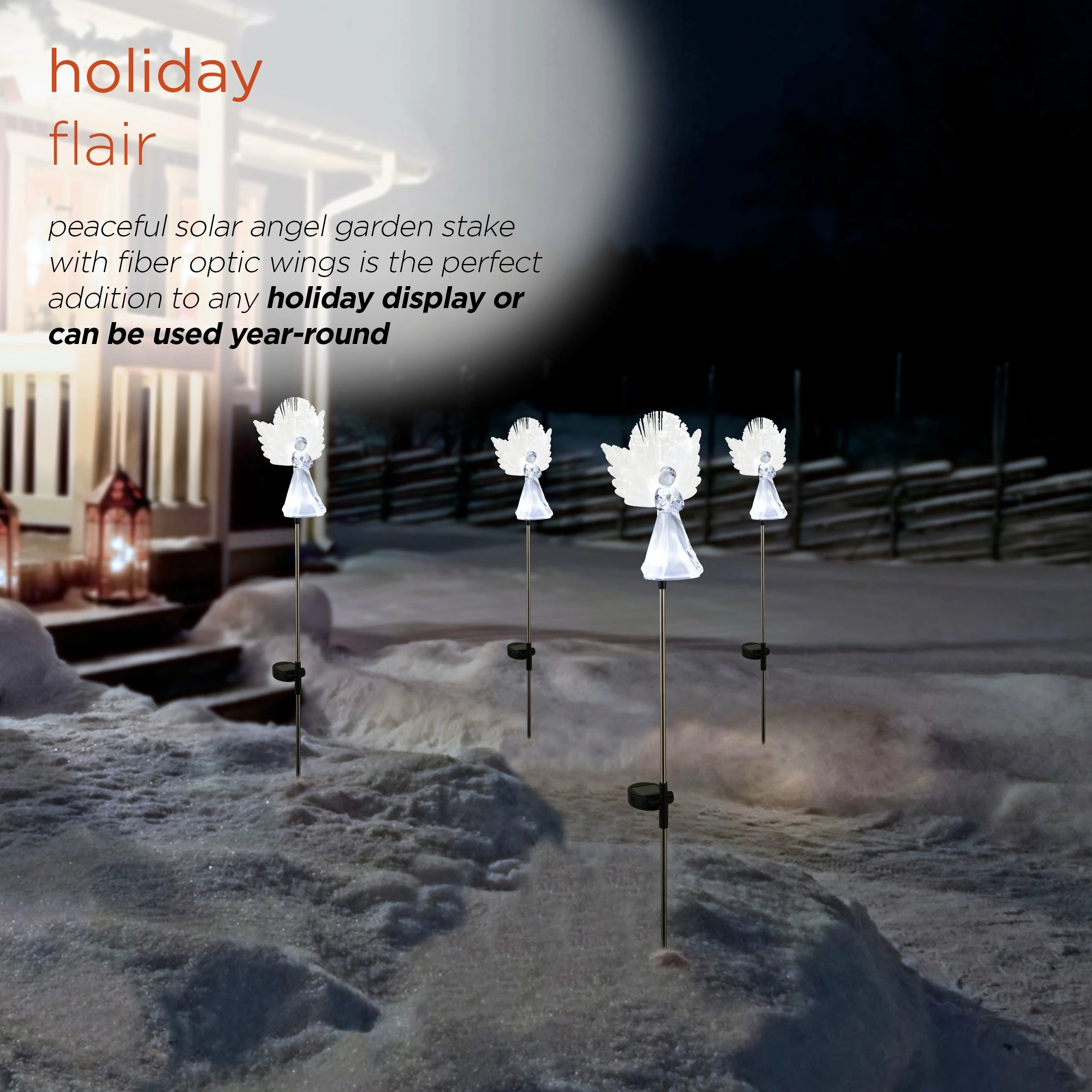 Best reviews of π Alpine Corporation 37"H Outdoor Solar Angel Garden Stakes With Fiber Optic Wings And LED Lights (Set Of 2) - White π - Image 4