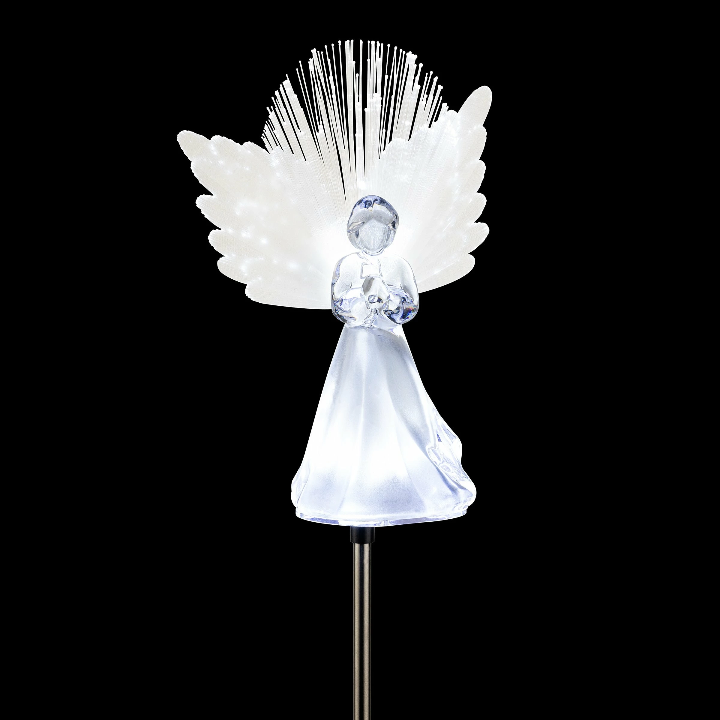 Best reviews of π Alpine Corporation 37"H Outdoor Solar Angel Garden Stakes With Fiber Optic Wings And LED Lights (Set Of 2) - White π - Image 13