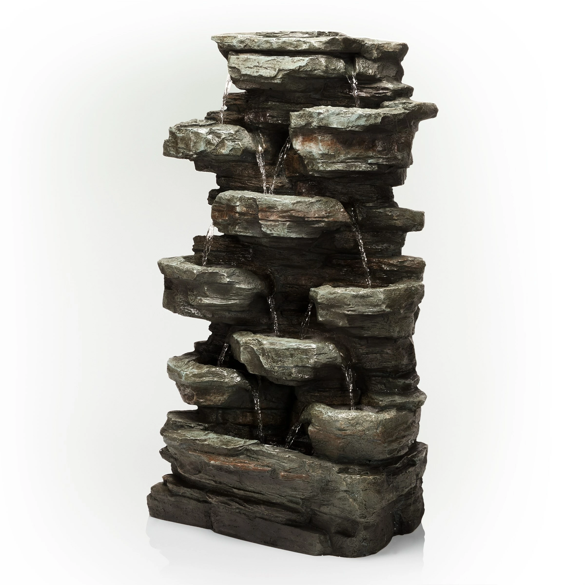 Flash Sale π Alpine Corporation 39" Tall Outdoor Multi-Tier Rock Water Fountain With LED Lights β - Image 9