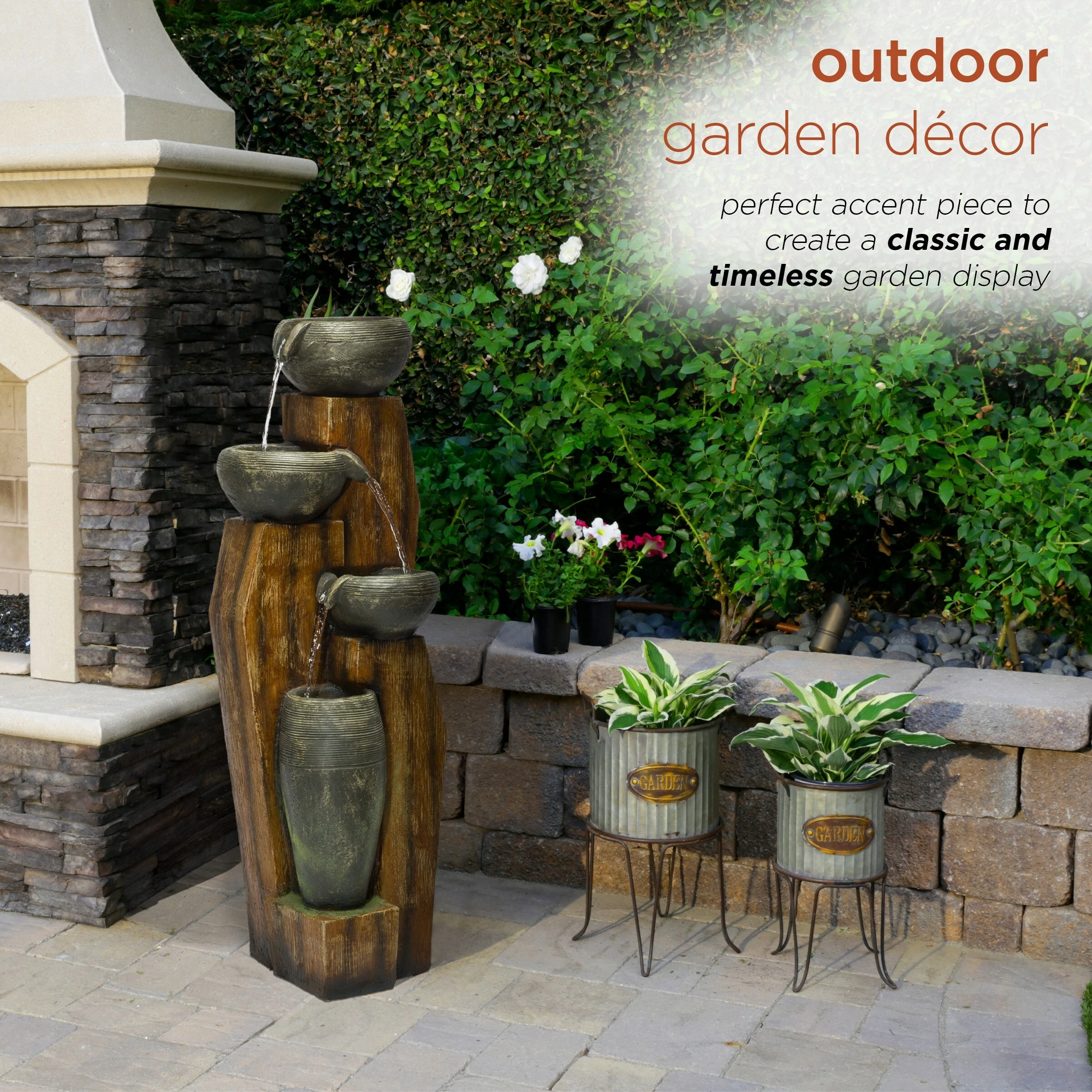 Coupon π€© Alpine Corporation 40" Tall Cascading Rustic Bowls Fountain With LED Lights Yard Decoration π - Image 4