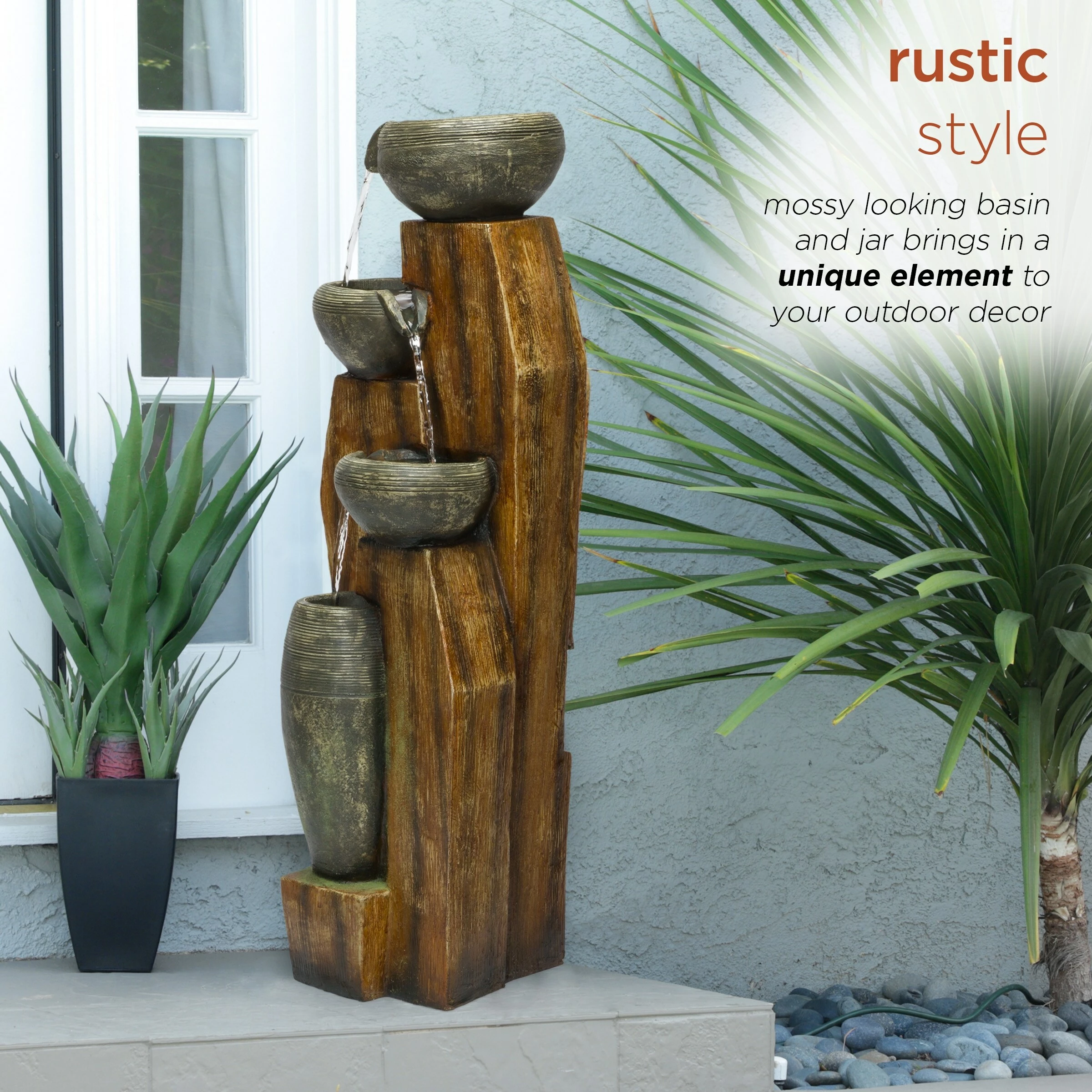 Coupon π€© Alpine Corporation 40" Tall Cascading Rustic Bowls Fountain With LED Lights Yard Decoration π - Image 5