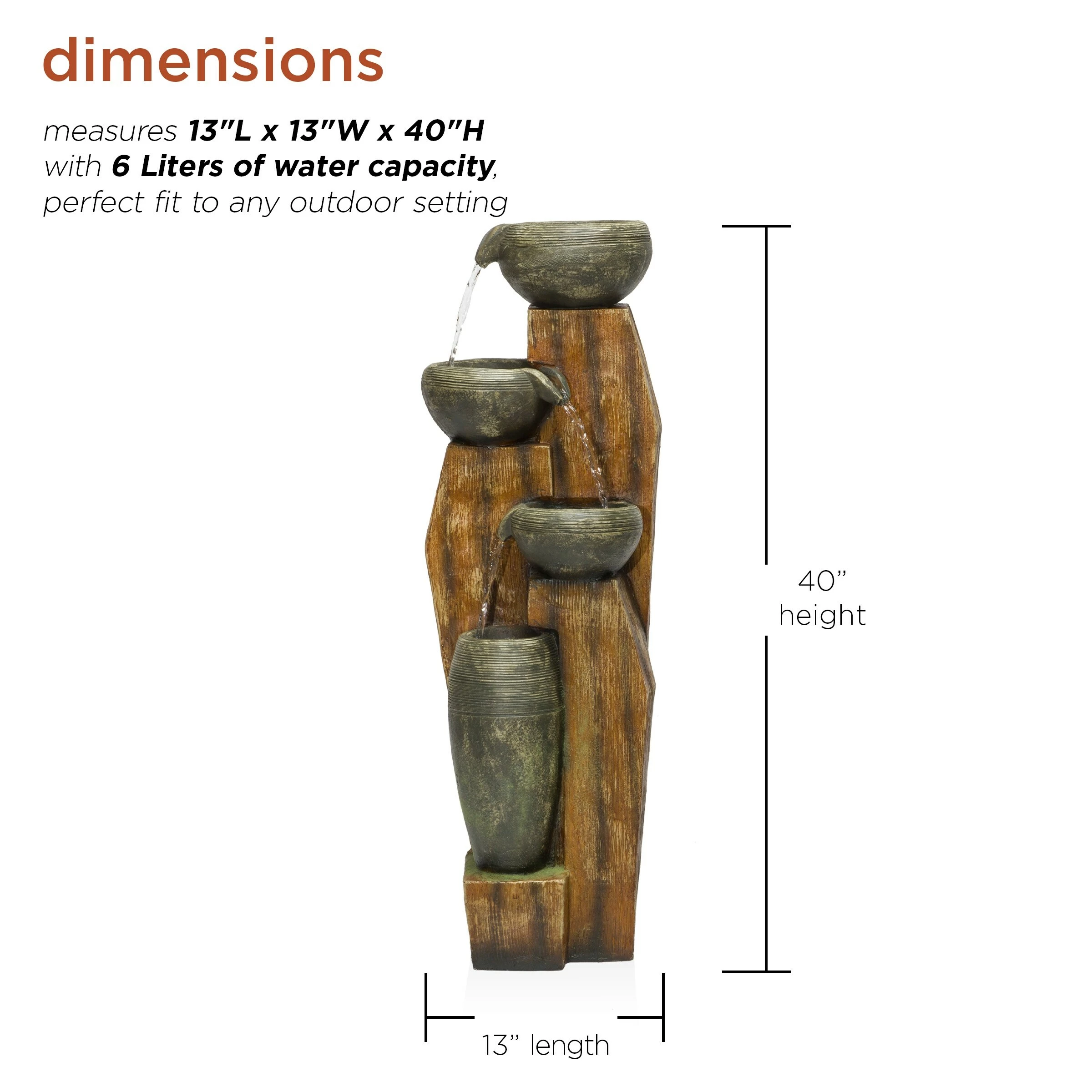 Coupon π€© Alpine Corporation 40" Tall Cascading Rustic Bowls Fountain With LED Lights Yard Decoration π - Image 3