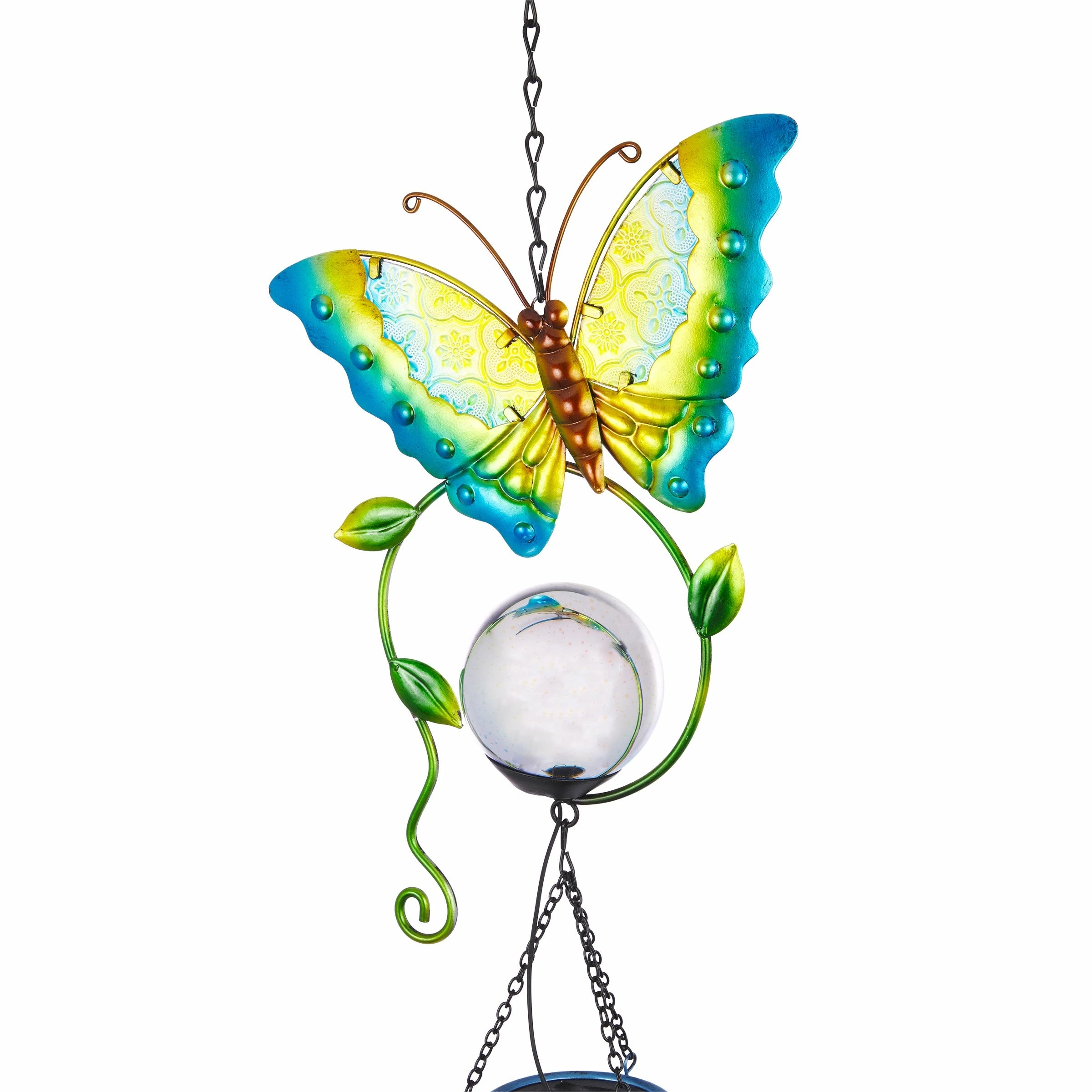 Cheapest β¨ Alpine Corporation 48" Hanging Outdoor Butterfly Metal Wind Chime With Solar-Powered LED Lights, Blue β¨ - Image 10
