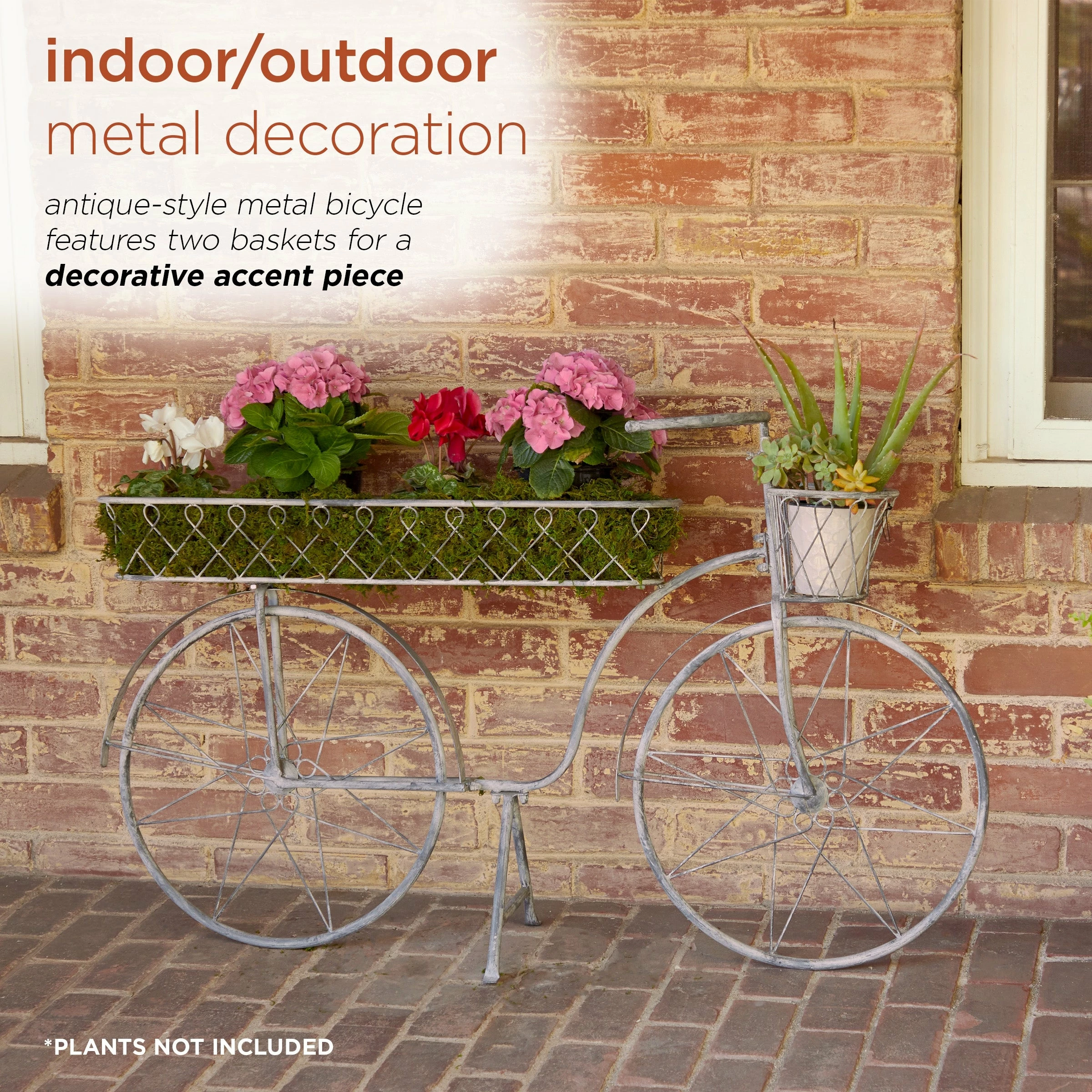 Outlet π Alpine Corporation 54"L Indoor/Outdoor Antique Metal Bicycle Decoration, Gray 𧨠- Image 4