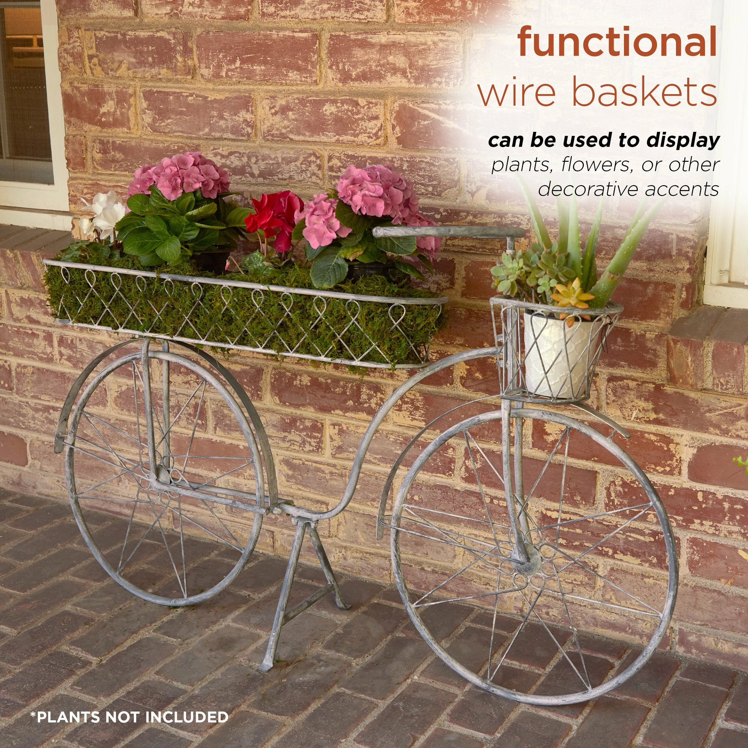 Outlet π Alpine Corporation 54"L Indoor/Outdoor Antique Metal Bicycle Decoration, Gray 𧨠- Image 5