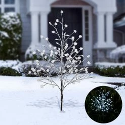 Buy π Alpine Corporation 58"H Indoor/Outdoor Frosty π Christmas Snowflake Tree With LED Lights - White π