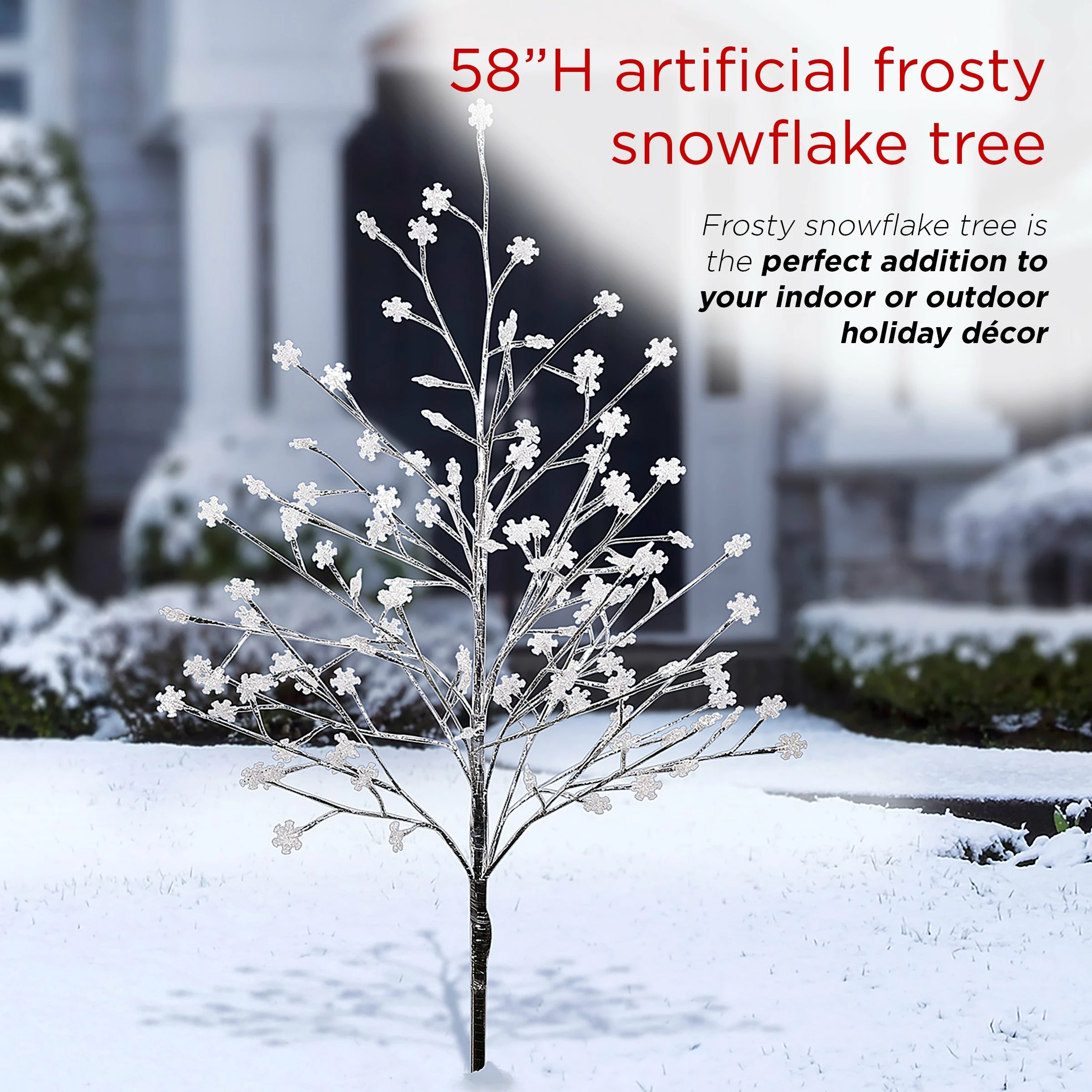 Buy π Alpine Corporation 58"H Indoor/Outdoor Frosty π Christmas Snowflake Tree With LED Lights - White π - Image 6