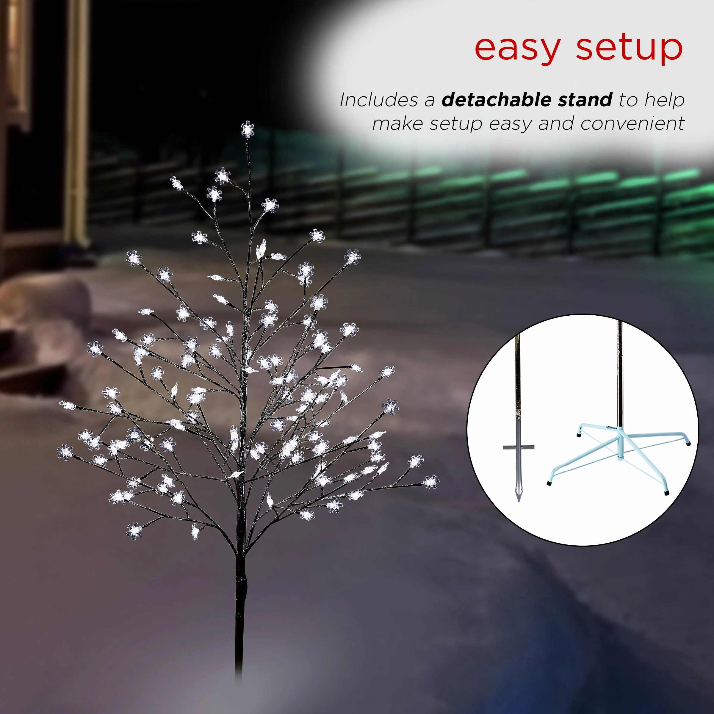 Buy π Alpine Corporation 58"H Indoor/Outdoor Frosty π Christmas Snowflake Tree With LED Lights - White π - Image 7