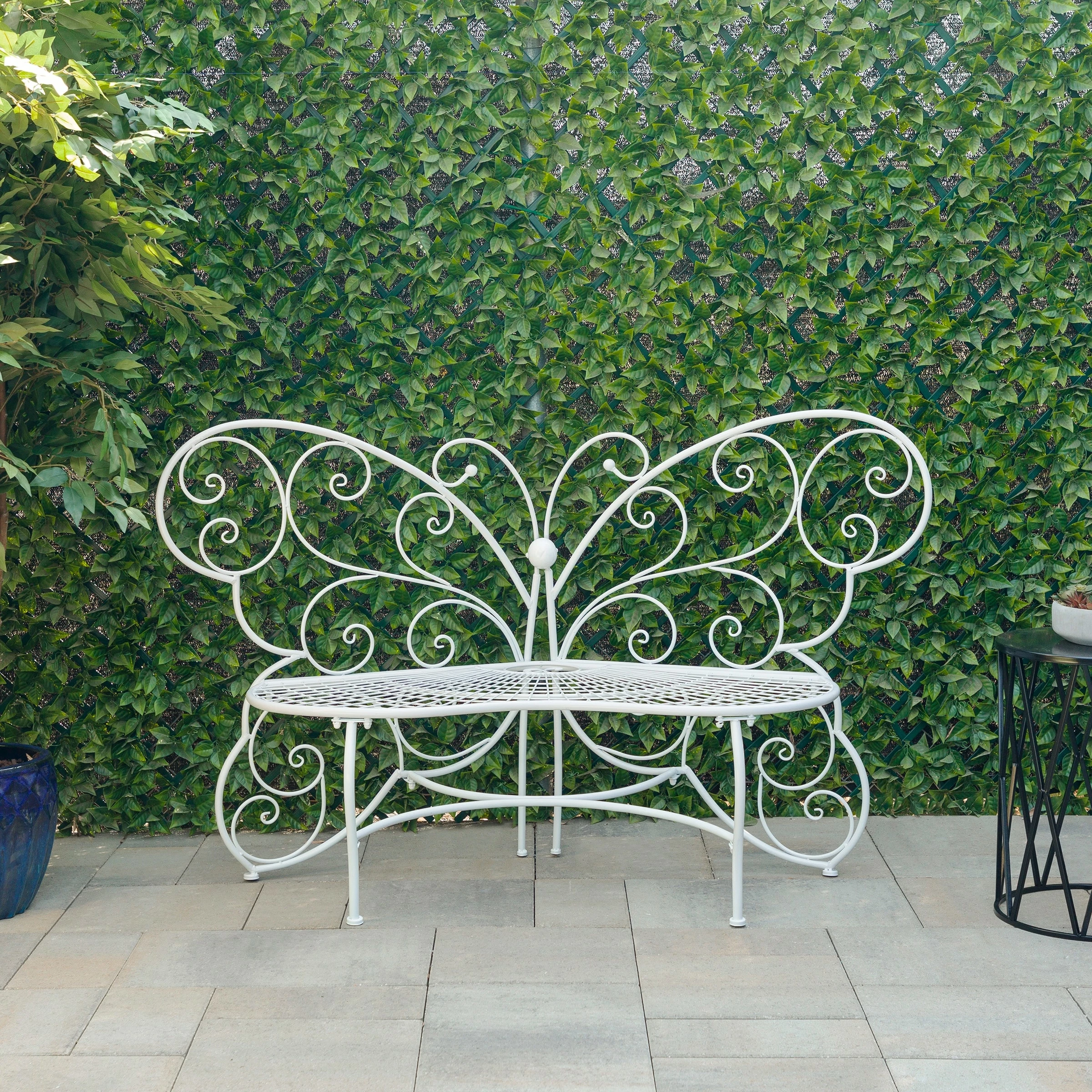 Promo 𧨠Alpine Corporation 62" X 26" Outdoor 2 Person Metal Butterfly Shaped Garden Bench Blue βοΈ - Image 11