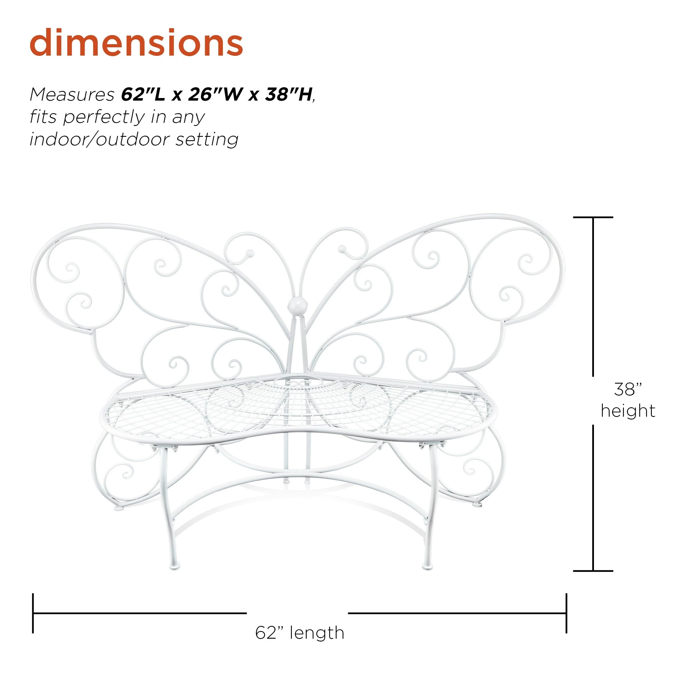 Promo 𧨠Alpine Corporation 62" X 26" Outdoor 2 Person Metal Butterfly Shaped Garden Bench Blue βοΈ - Image 13