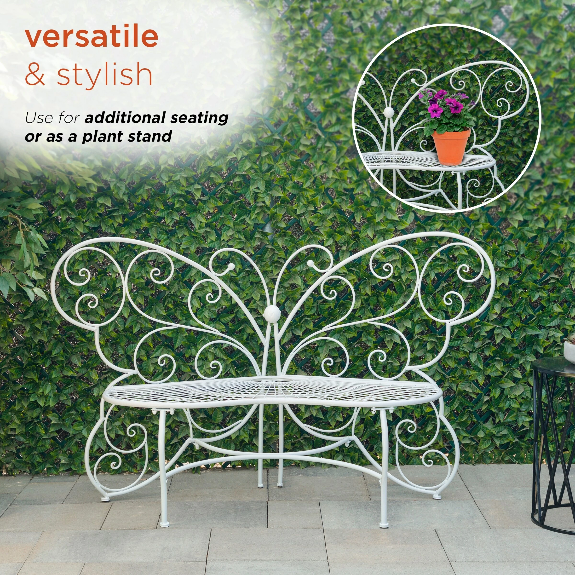 Promo 𧨠Alpine Corporation 62" X 26" Outdoor 2 Person Metal Butterfly Shaped Garden Bench Blue βοΈ - Image 14