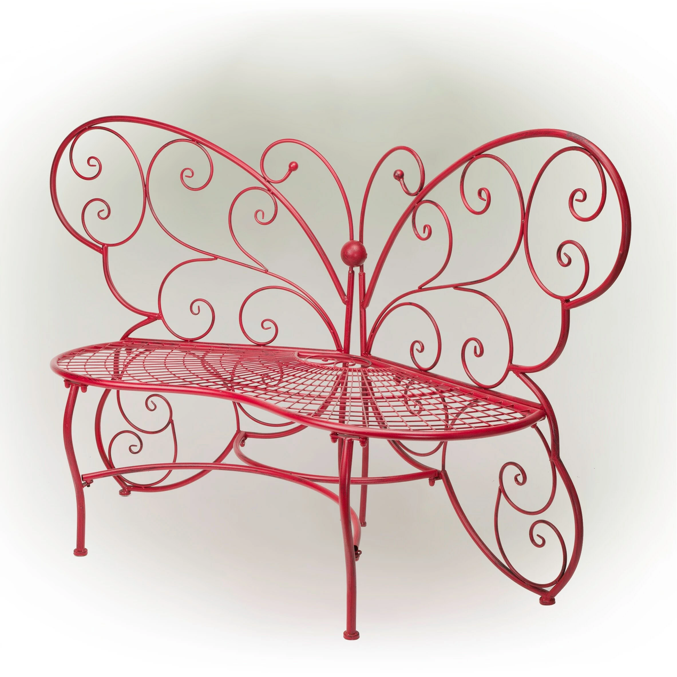 Promo 𧨠Alpine Corporation 62" X 26" Outdoor 2 Person Metal Butterfly Shaped Garden Bench Blue βοΈ - Image 8