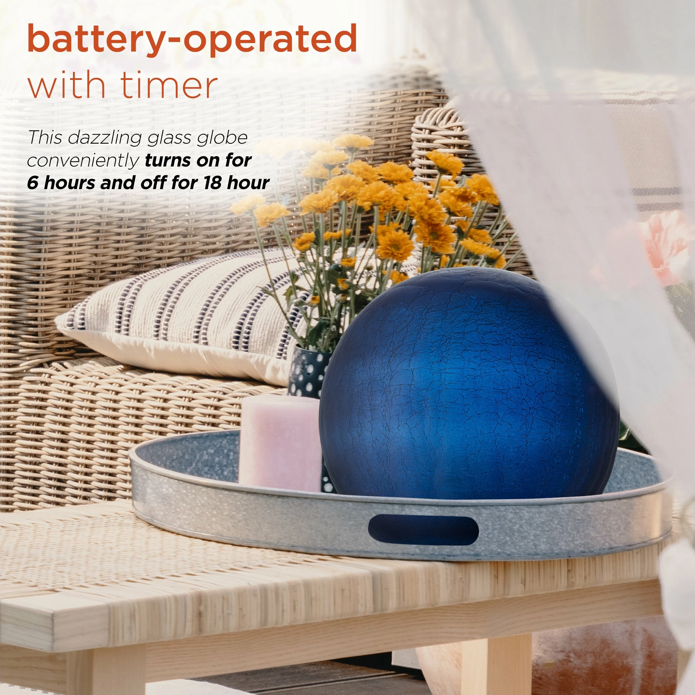 New π Alpine Corporation 7" Diameter Indoor/Outdoor Glass Gazing Globe Yard Decoration With LED Lights, Blue π₯° - Image 7