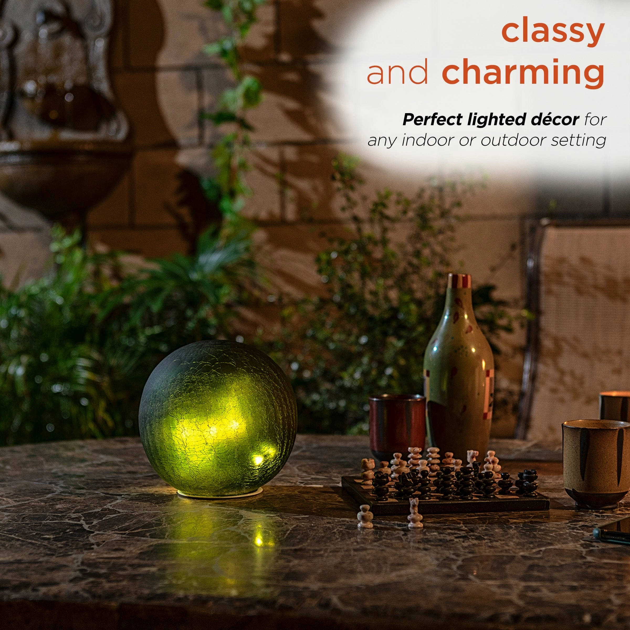 Deals β Alpine Corporation 7" Diameter Indoor/Outdoor Glass Gazing Globe Yard Decoration With LED Lights, Green β¨ - Image 5