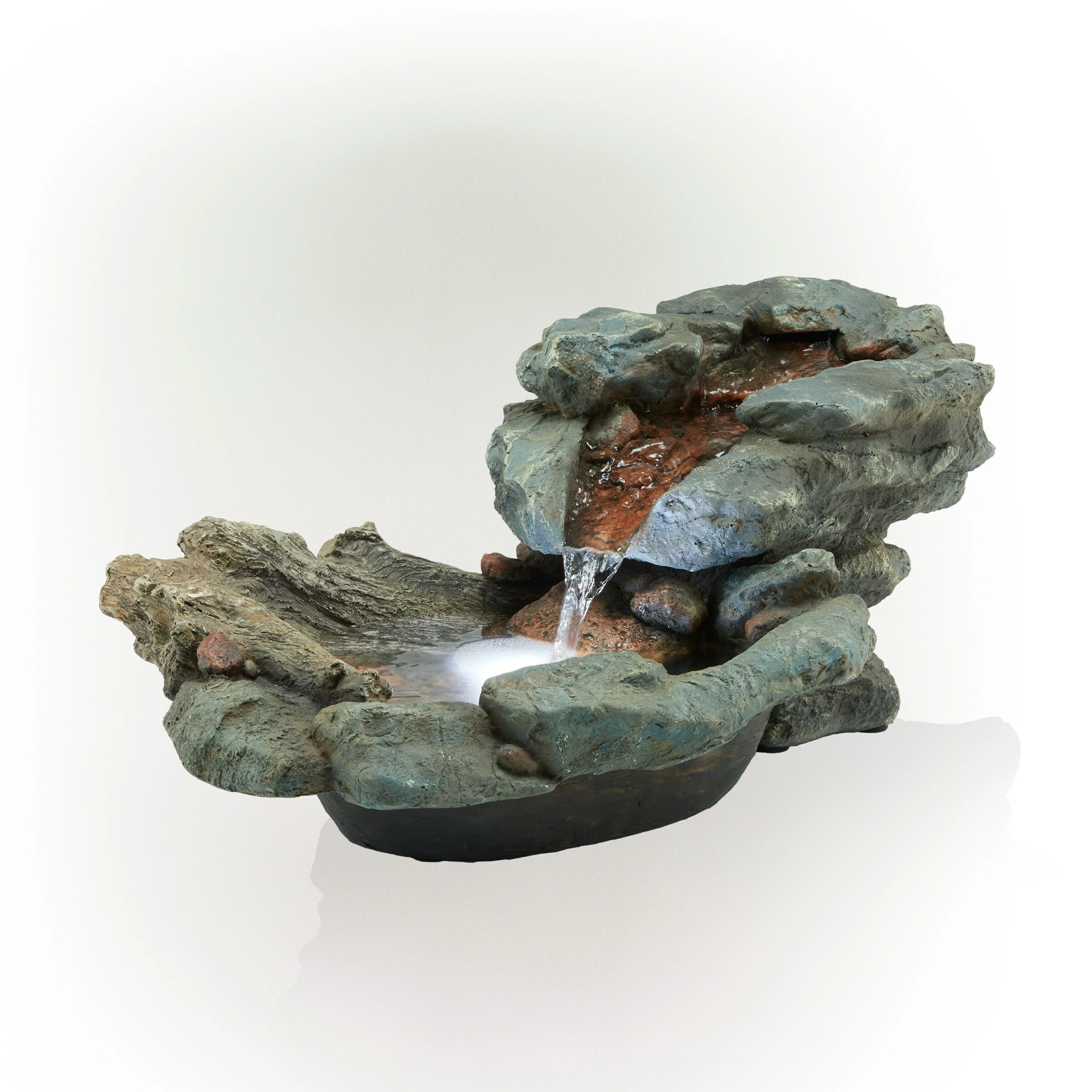Promo π Alpine Corporation 80" Long Indoor/Outdoor Wood River Log Fountain With LED Lights π - Image 8
