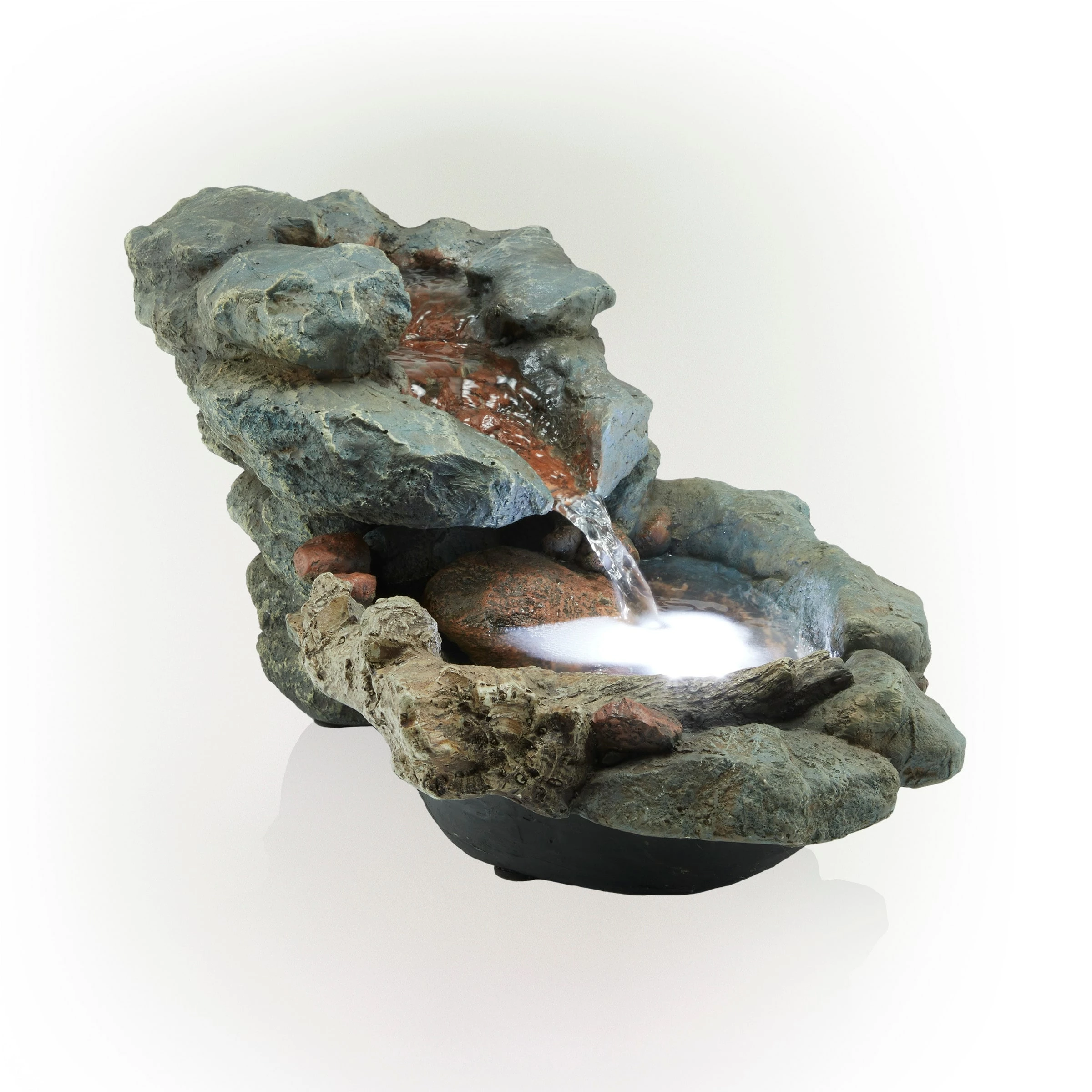 Promo π Alpine Corporation 80" Long Indoor/Outdoor Wood River Log Fountain With LED Lights π - Image 9
