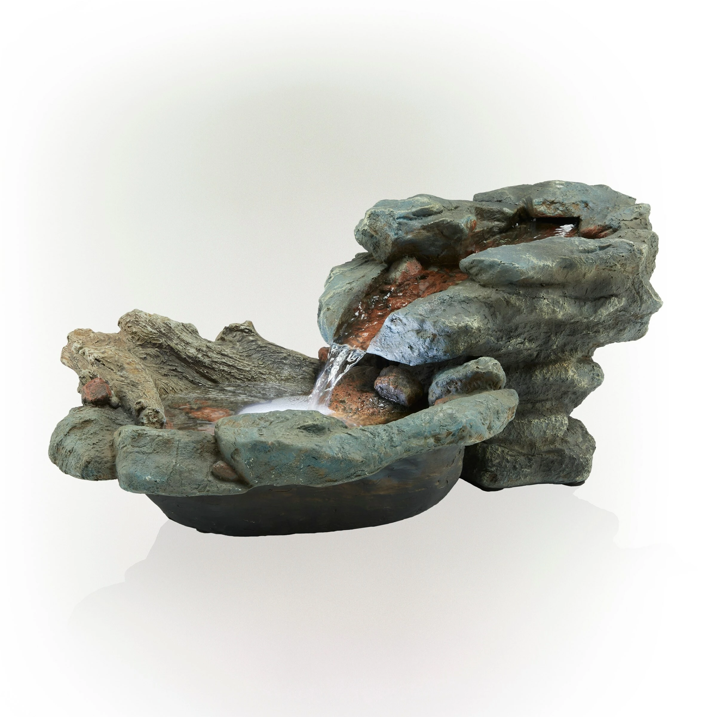 Promo π Alpine Corporation 80" Long Indoor/Outdoor Wood River Log Fountain With LED Lights π - Image 10