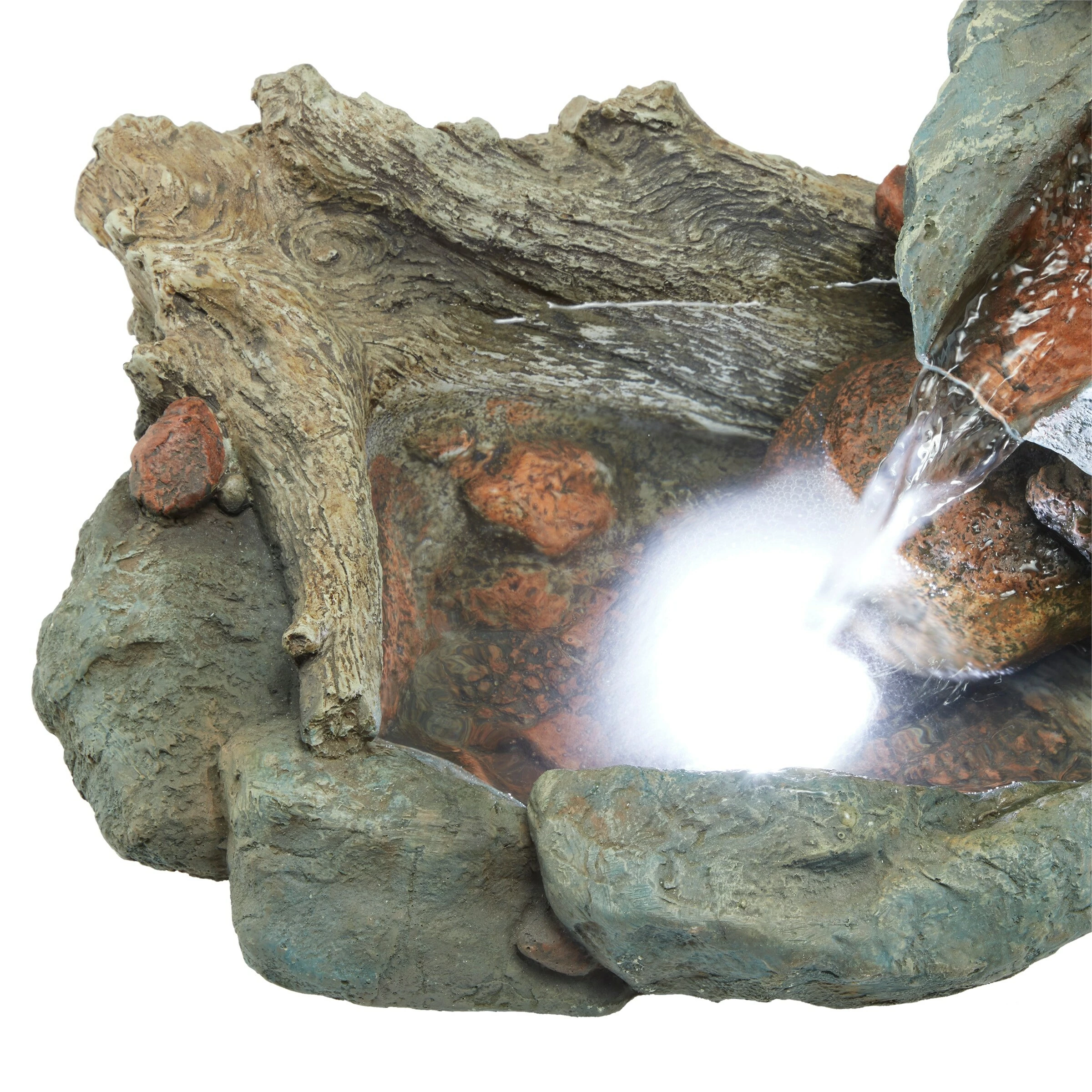 Promo π Alpine Corporation 80" Long Indoor/Outdoor Wood River Log Fountain With LED Lights π - Image 11