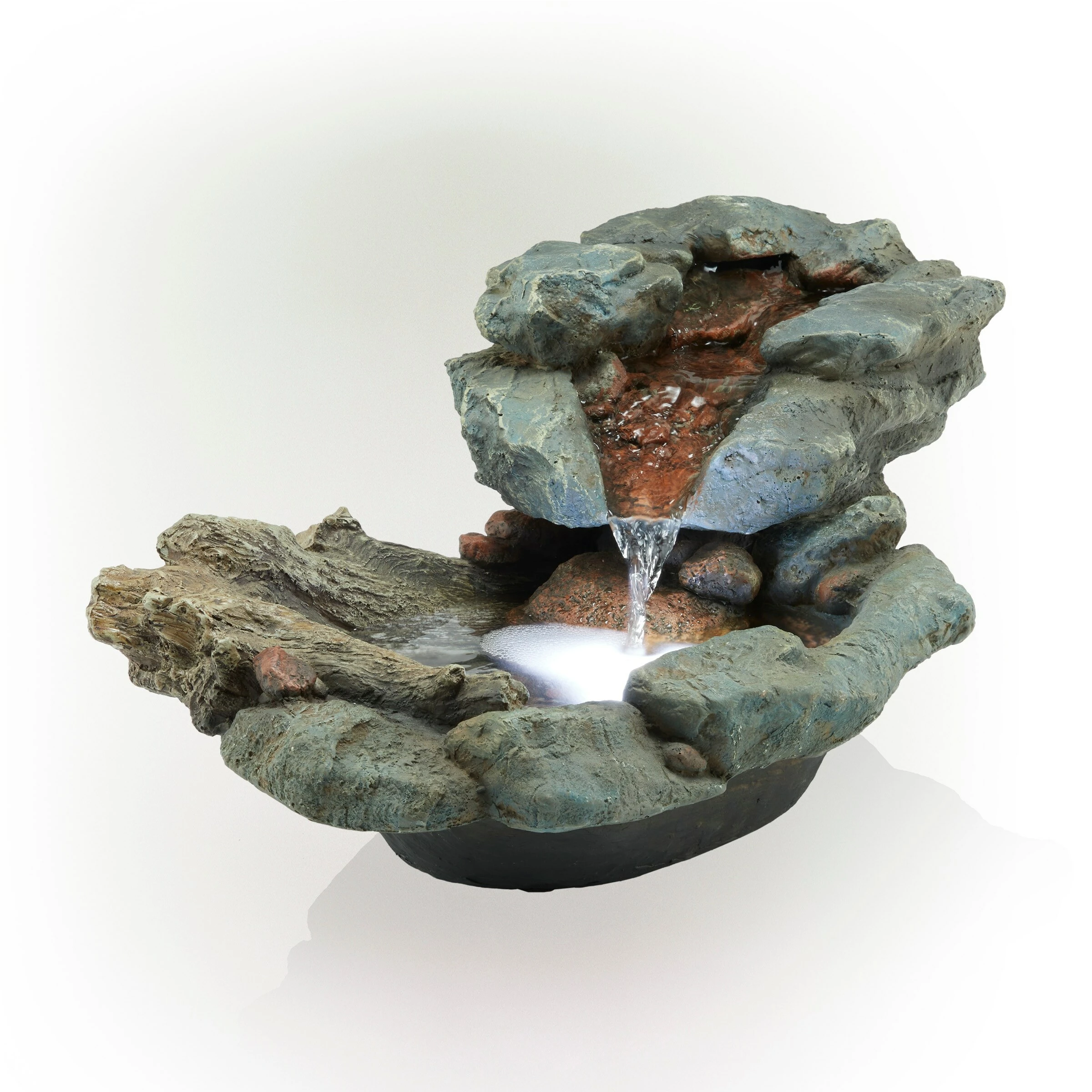 Promo π Alpine Corporation 80" Long Indoor/Outdoor Wood River Log Fountain With LED Lights π - Image 2
