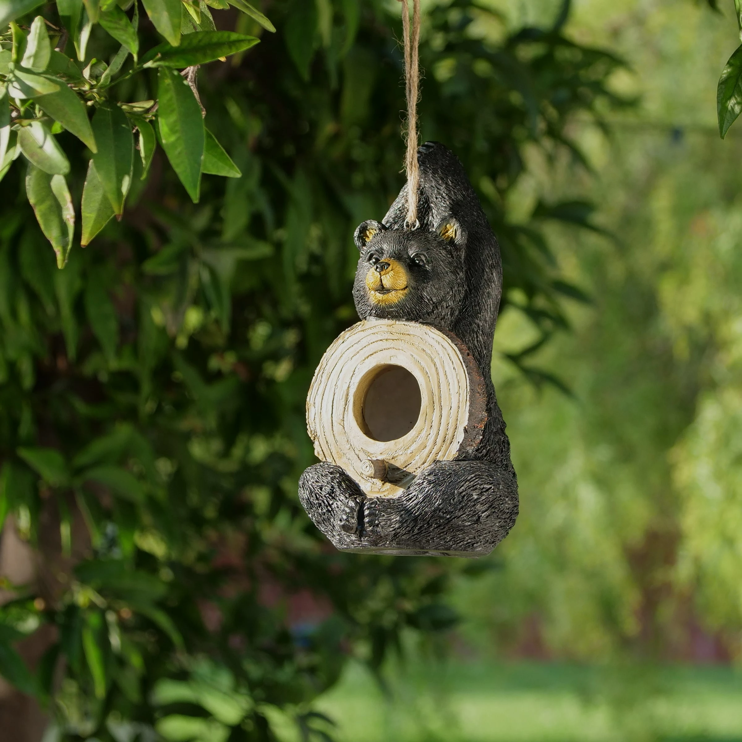 Budget π€© Alpine Corporation 10" Tall Outdoor Bear Shaped Hanging Birdhouse And Perch π