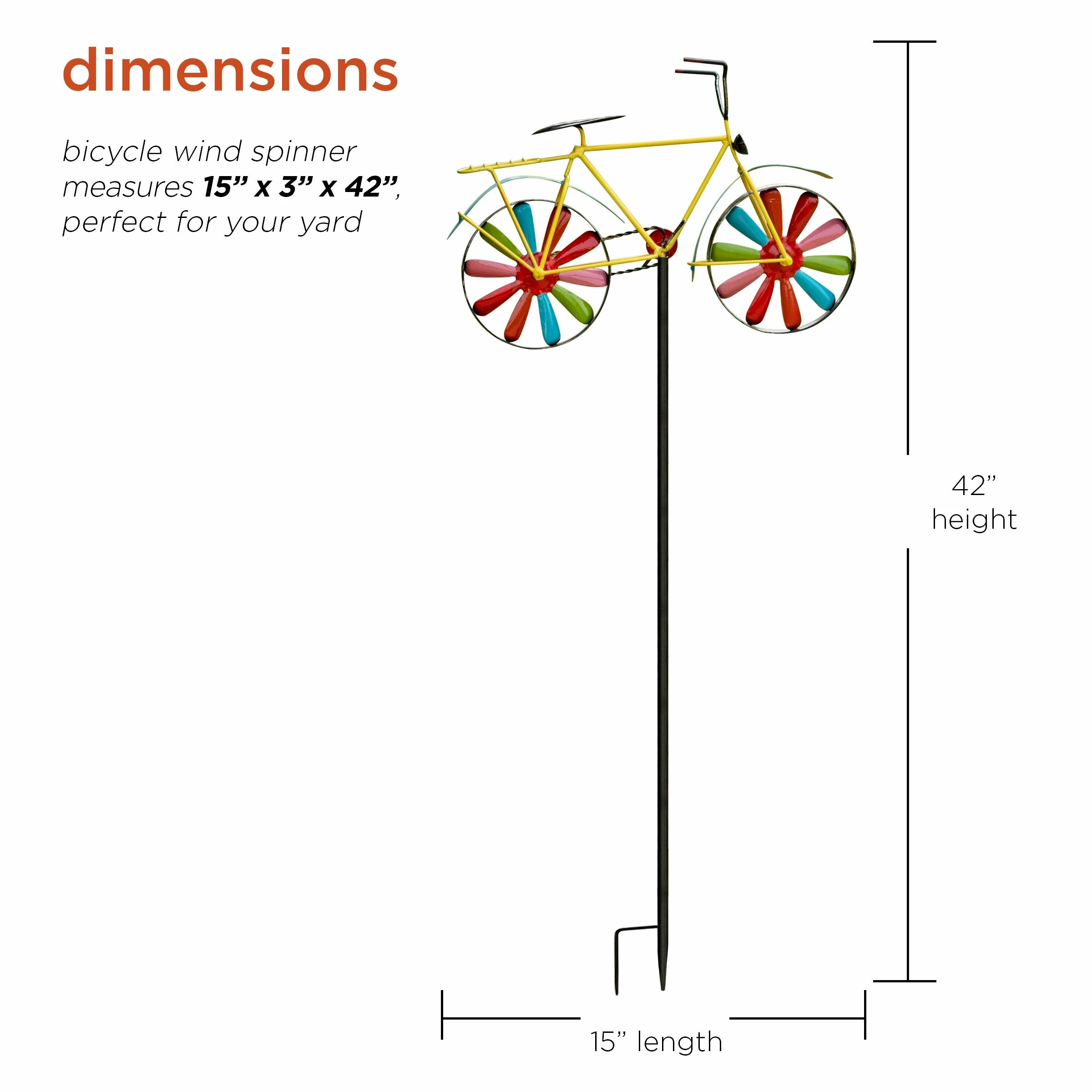 New ๐ Alpine Corporation 42" Tall Outdoor Metal Bicycle Wind Spinner Garden Stake Decoration, Multicolor ๐ 5 New ๐ Alpine Corporation 42" Tall Outdoor Metal Bicycle Wind Spinner Garden Stake Decoration, Multicolor ๐ - Image 3