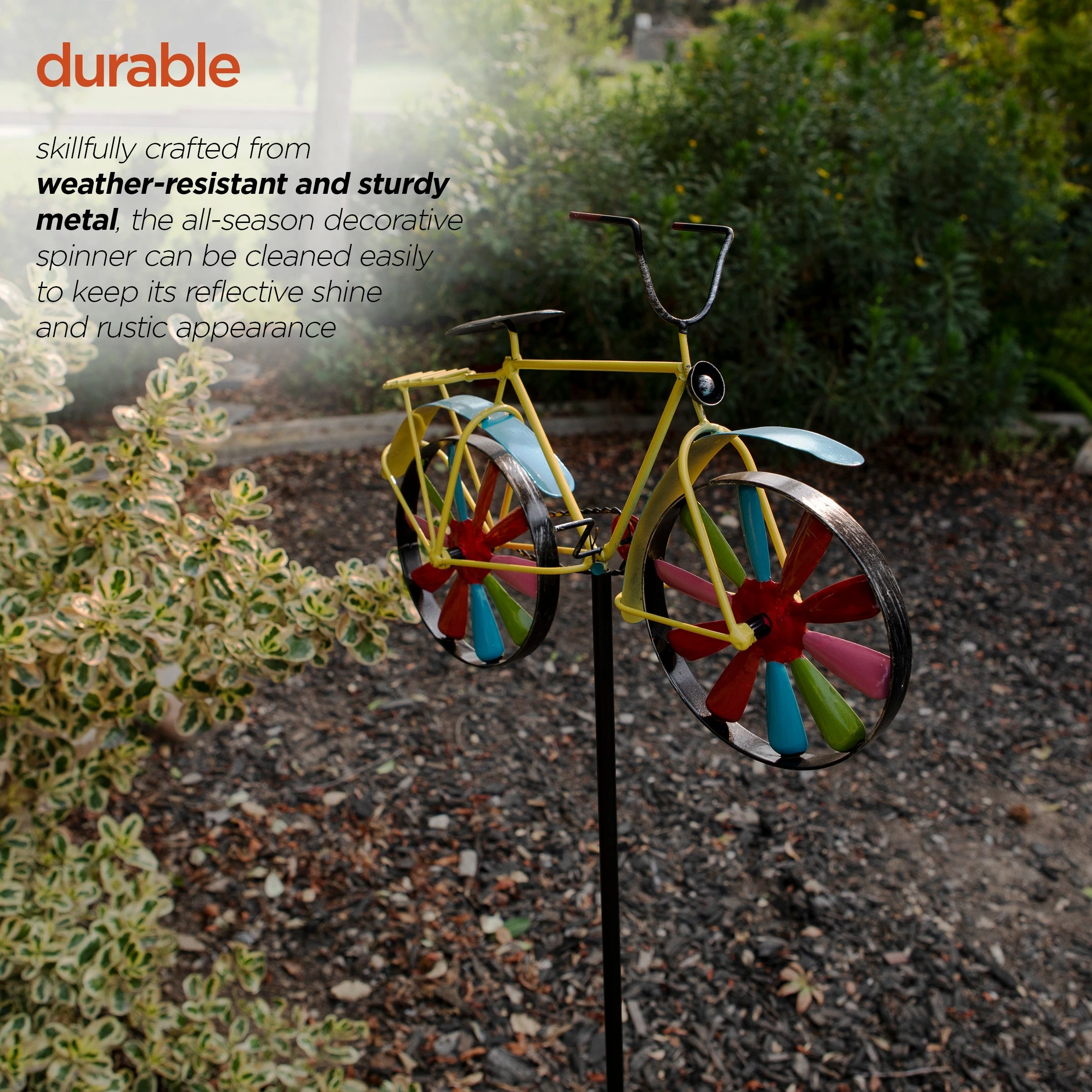 New ๐ Alpine Corporation 42" Tall Outdoor Metal Bicycle Wind Spinner Garden Stake Decoration, Multicolor ๐ 9 New ๐ Alpine Corporation 42" Tall Outdoor Metal Bicycle Wind Spinner Garden Stake Decoration, Multicolor ๐ - Image 7