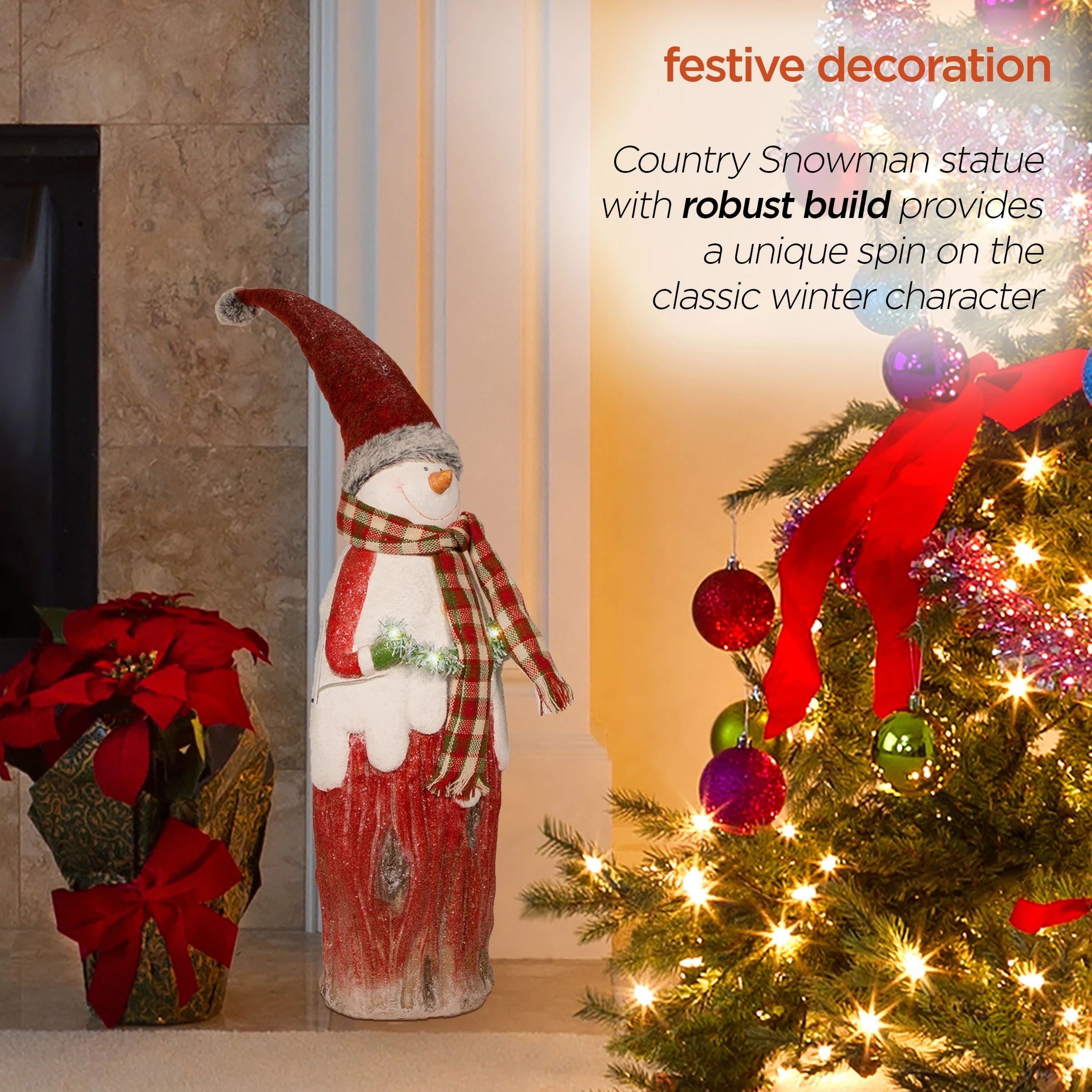 New π Alpine Corporation Country Holiday Statue Decoration With LED Lights Red π― - Image 10