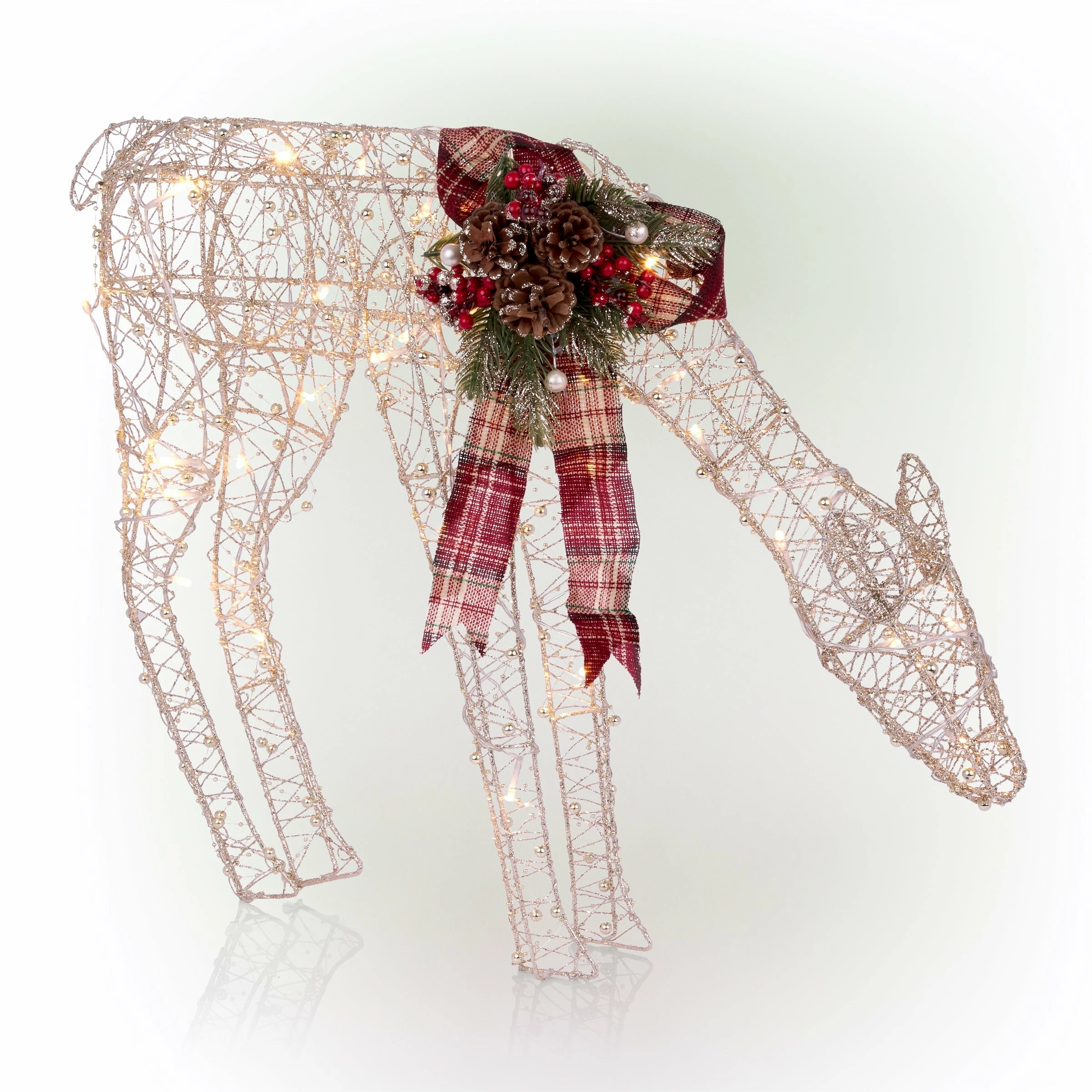 Outlet π Alpine Corporation Gold Wire Grazing Doe Decor With Warm White LED Lights, Medium β€οΈ - Image 2