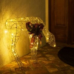Outlet 👏 Alpine Corporation Gold Wire Grazing Doe Decor With Warm White LED Lights, Medium ❤️