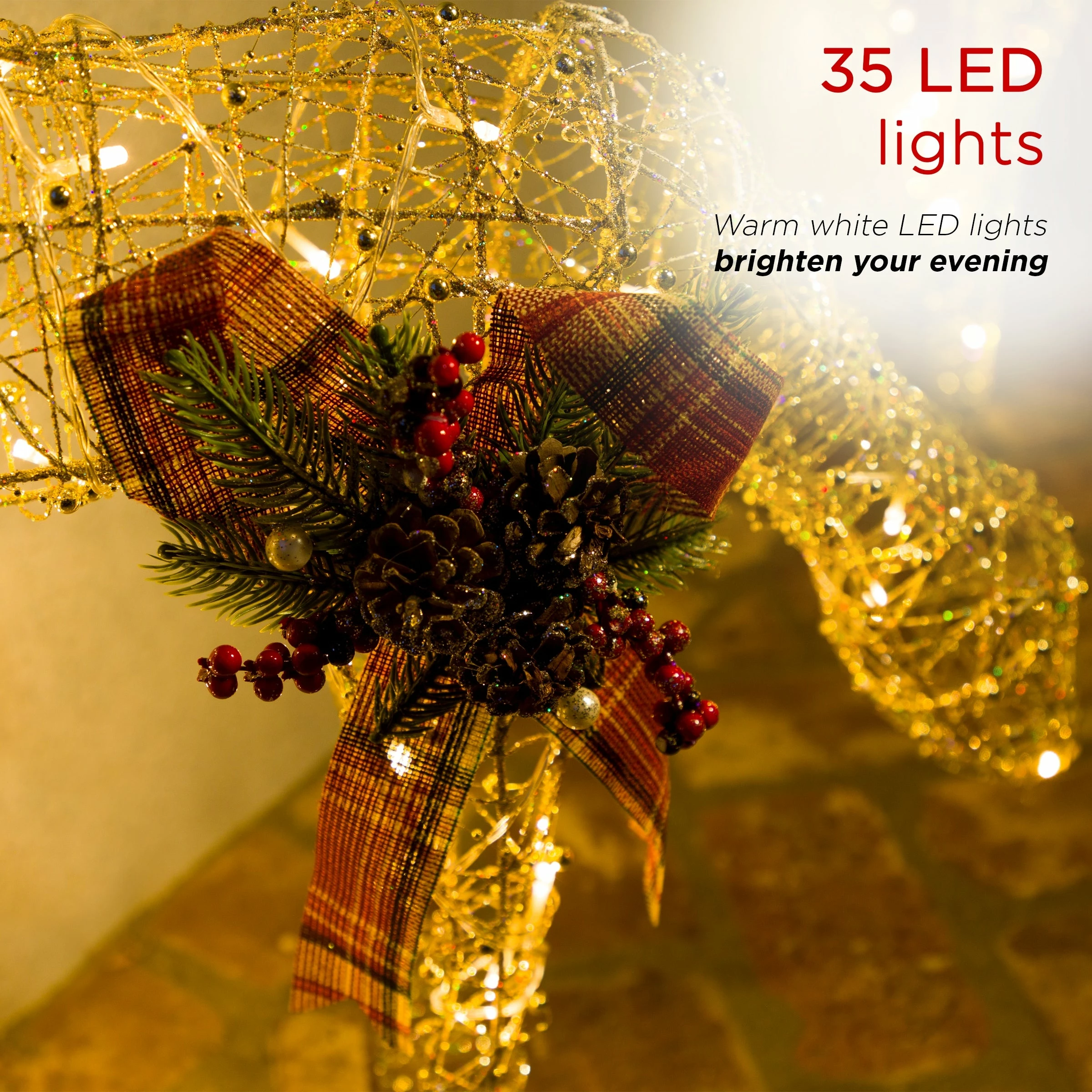 Outlet π Alpine Corporation Gold Wire Grazing Doe Decor With Warm White LED Lights, Medium β€οΈ - Image 5