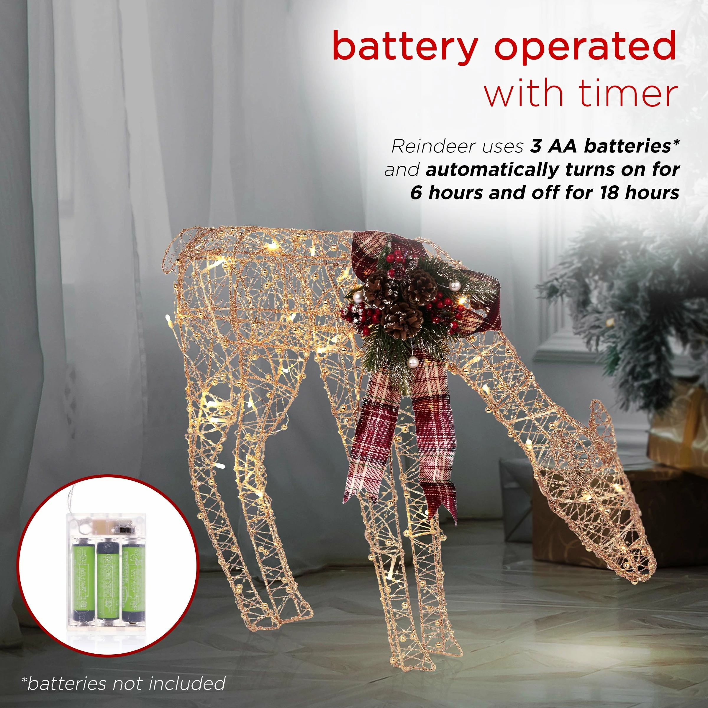 Outlet π Alpine Corporation Gold Wire Grazing Doe Decor With Warm White LED Lights, Medium β€οΈ - Image 6