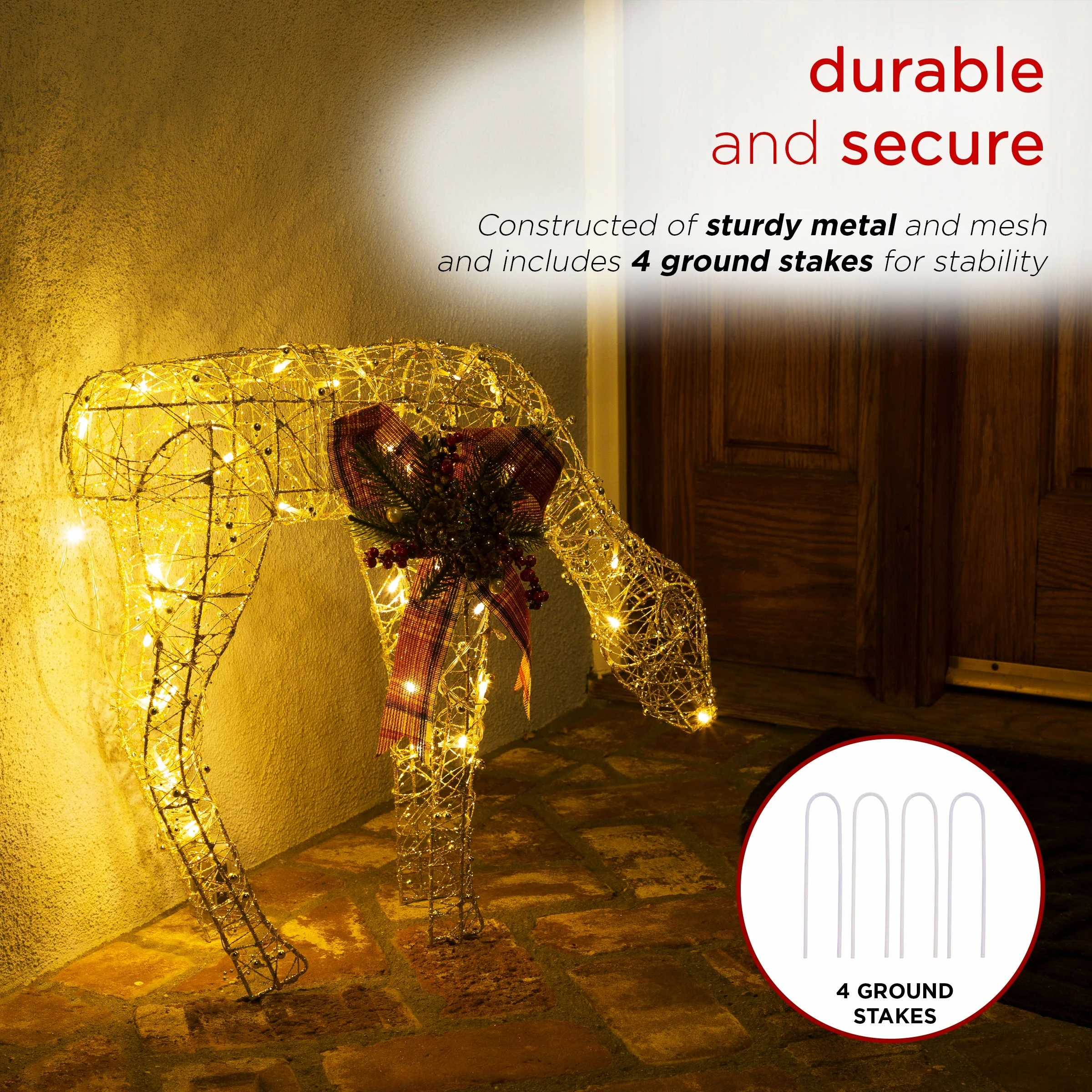 Outlet π Alpine Corporation Gold Wire Grazing Doe Decor With Warm White LED Lights, Medium β€οΈ - Image 7